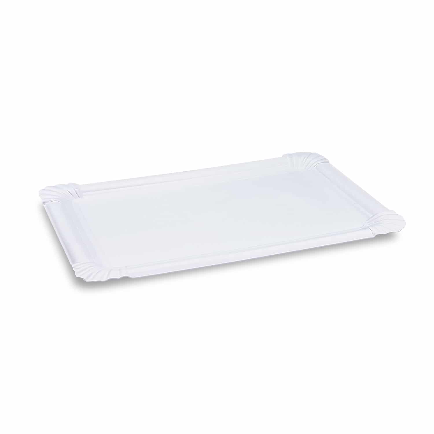 Pappteller aus Papier FSC Mix weiss 19 x 33 cm, Packung mit 125 Stück