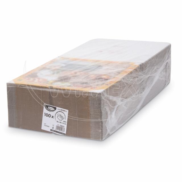 Pizzakarton PAP 33 x 33 x 3 cm weiss bedruckt Motiv, Packung mit 100 Stück