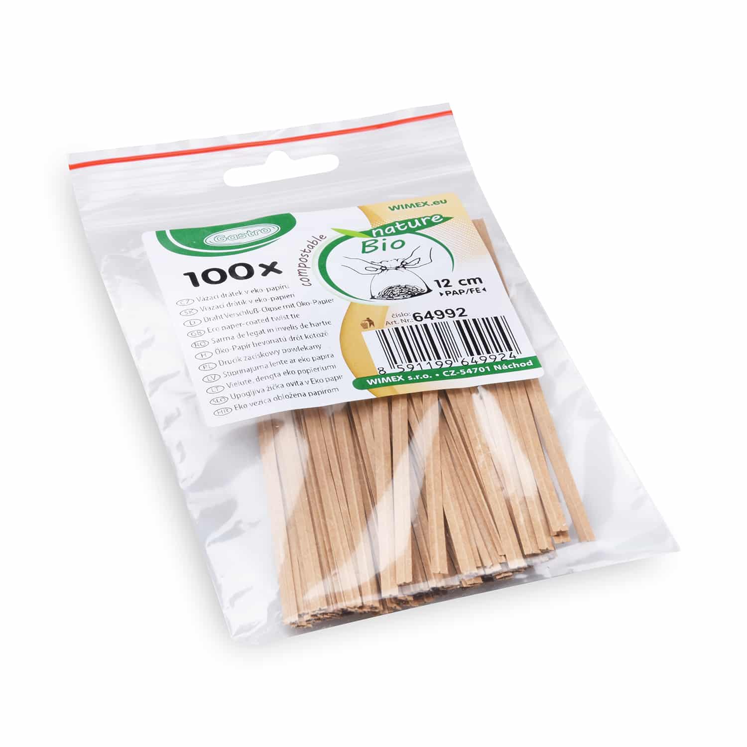 Draht Verschluss-Clip FE/PAP 12 cm weiss, Packung mit 100 Stück