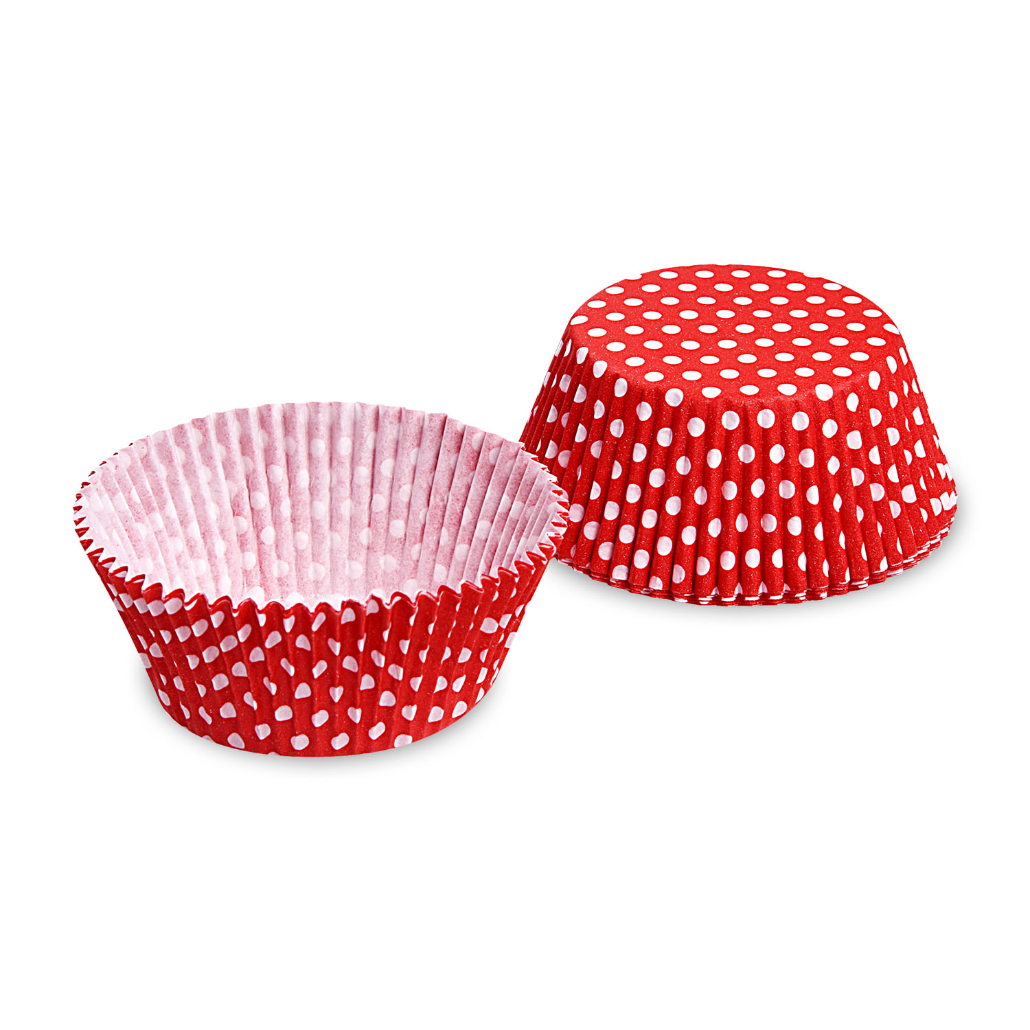 Gebäckkapsel PAP Punkte weiss/rot Ø 50 x 30 mm, Packung mit 40 Stück