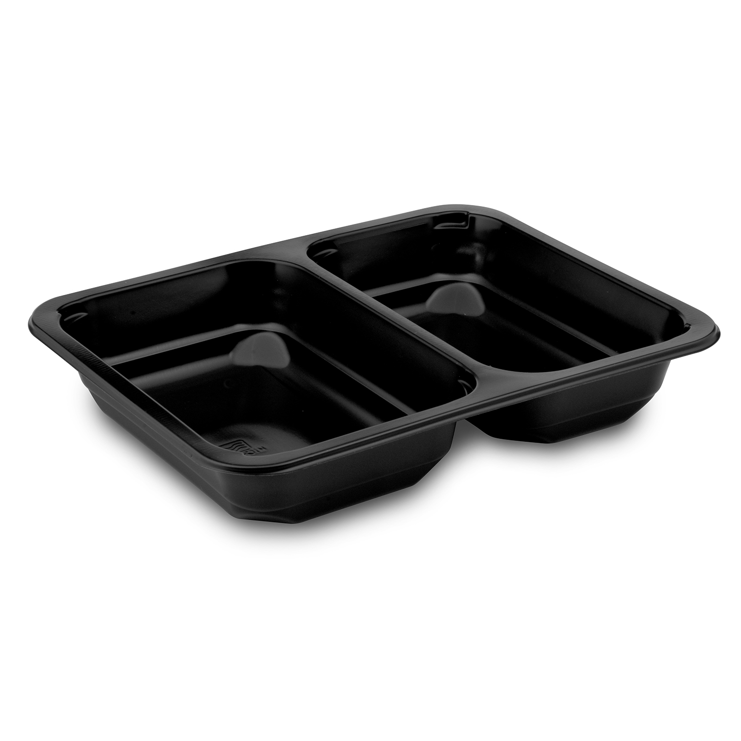 Menü-Schale PP 2-geteilt schwarz 227 x 178 x 40 mm 1070 ml, Packung mit 50 Stück