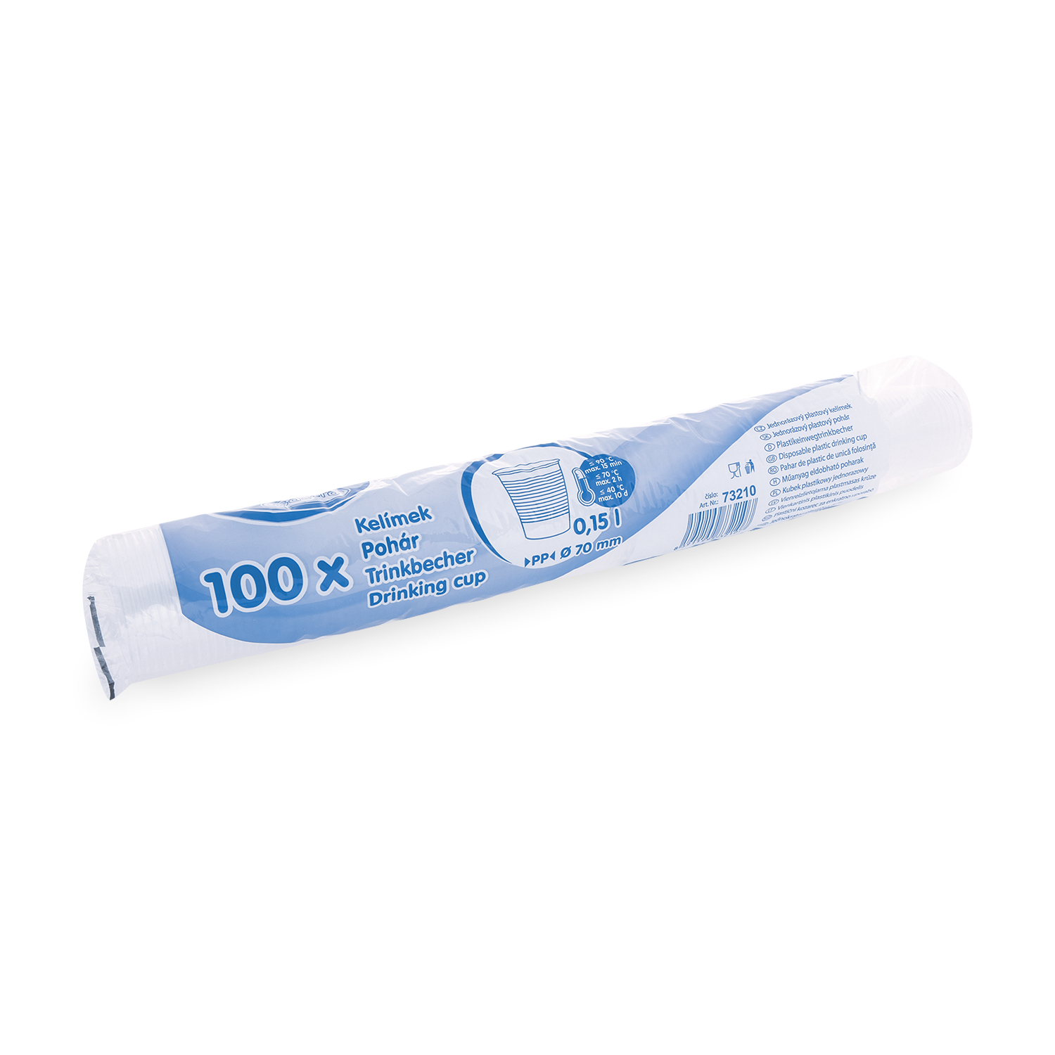 Trinkbecher PP klar Ø 70 mm 150 ml, Packung mit 100 Stück