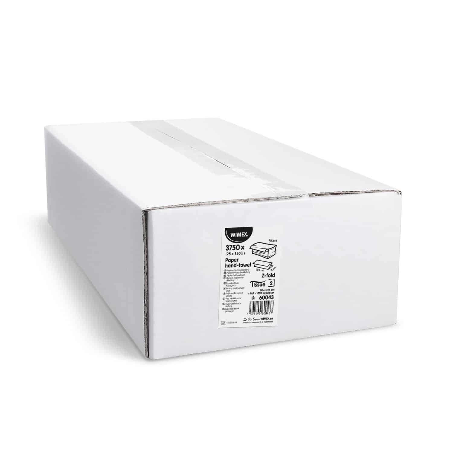 Papier-Falthandtuch aus Papier FSC Mix, Z-Falz, 2-lagig, weiss, 20,6 x 24 cm, Packung mit 3750 Stück