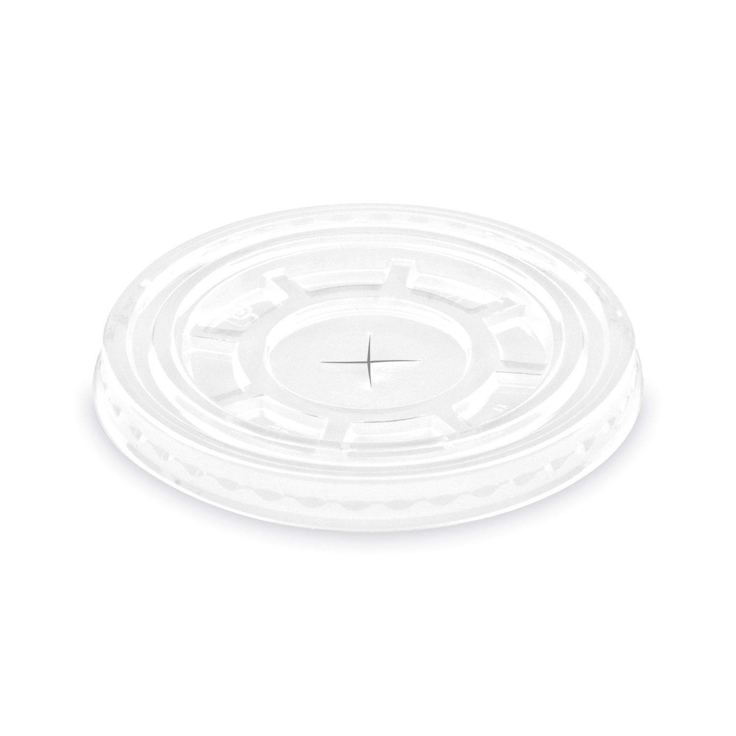 Deckel rPET klar Ø 95 mm mit Kreuzschlitz für Becher, Packung mit 50 Stück