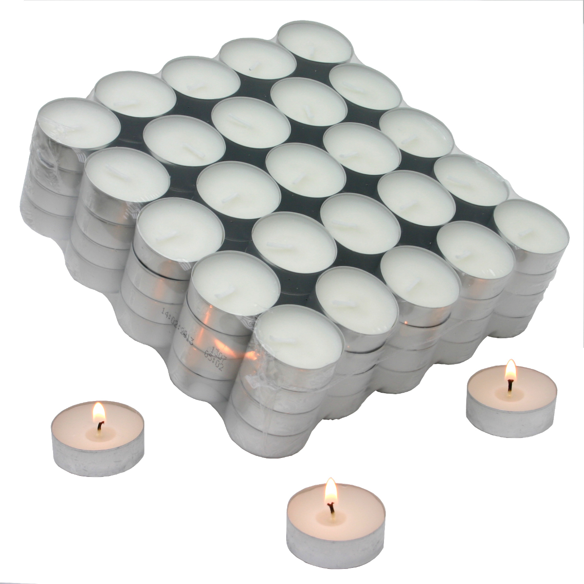 Teelicht Wachs Ø 39 x 15 mm weiss, ca. 4 Std., Packung mit 100 Stück