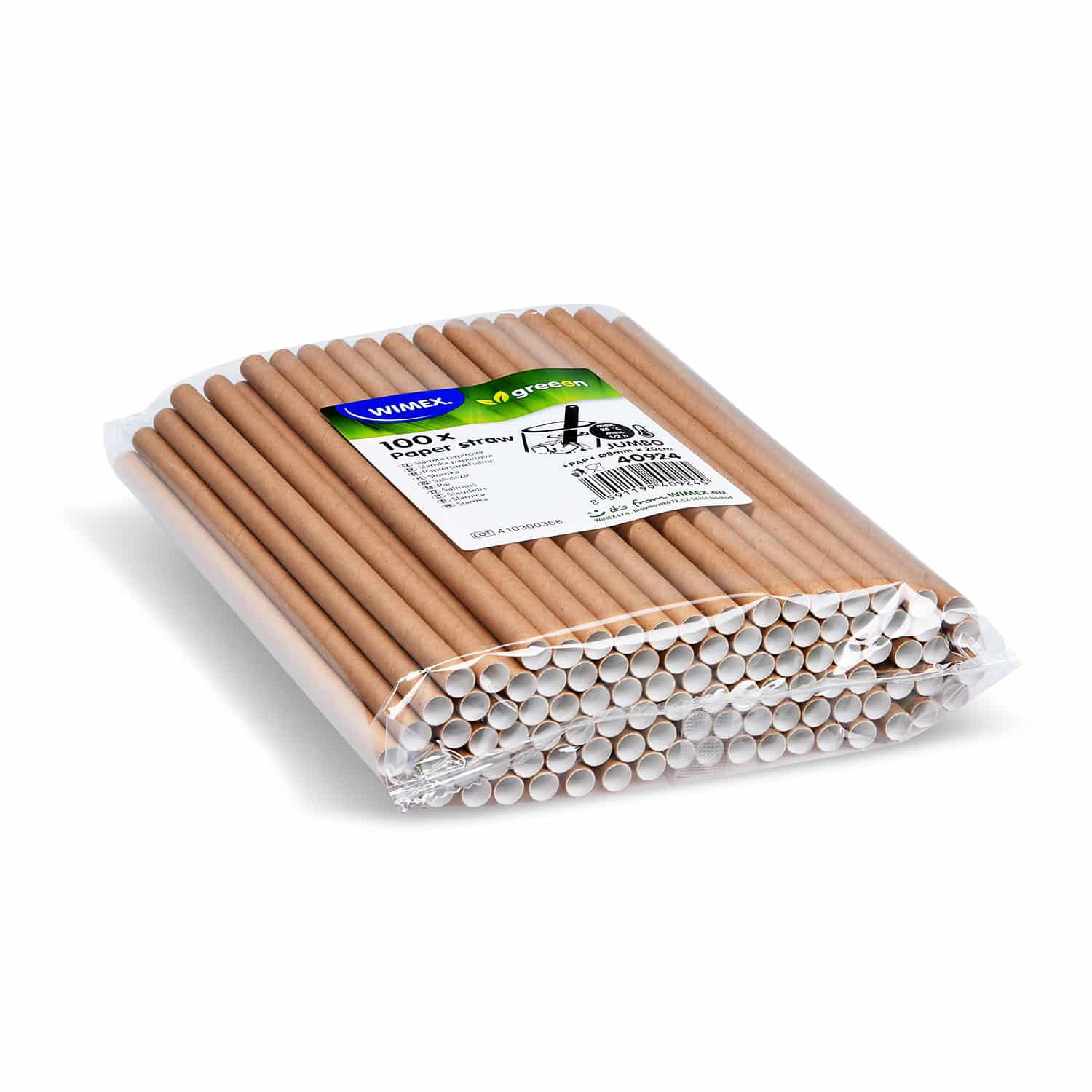 Papiertrinkhalm Kraft JUMBO Ø 8 mm x 20 cm, Packung mit 100 Stück
