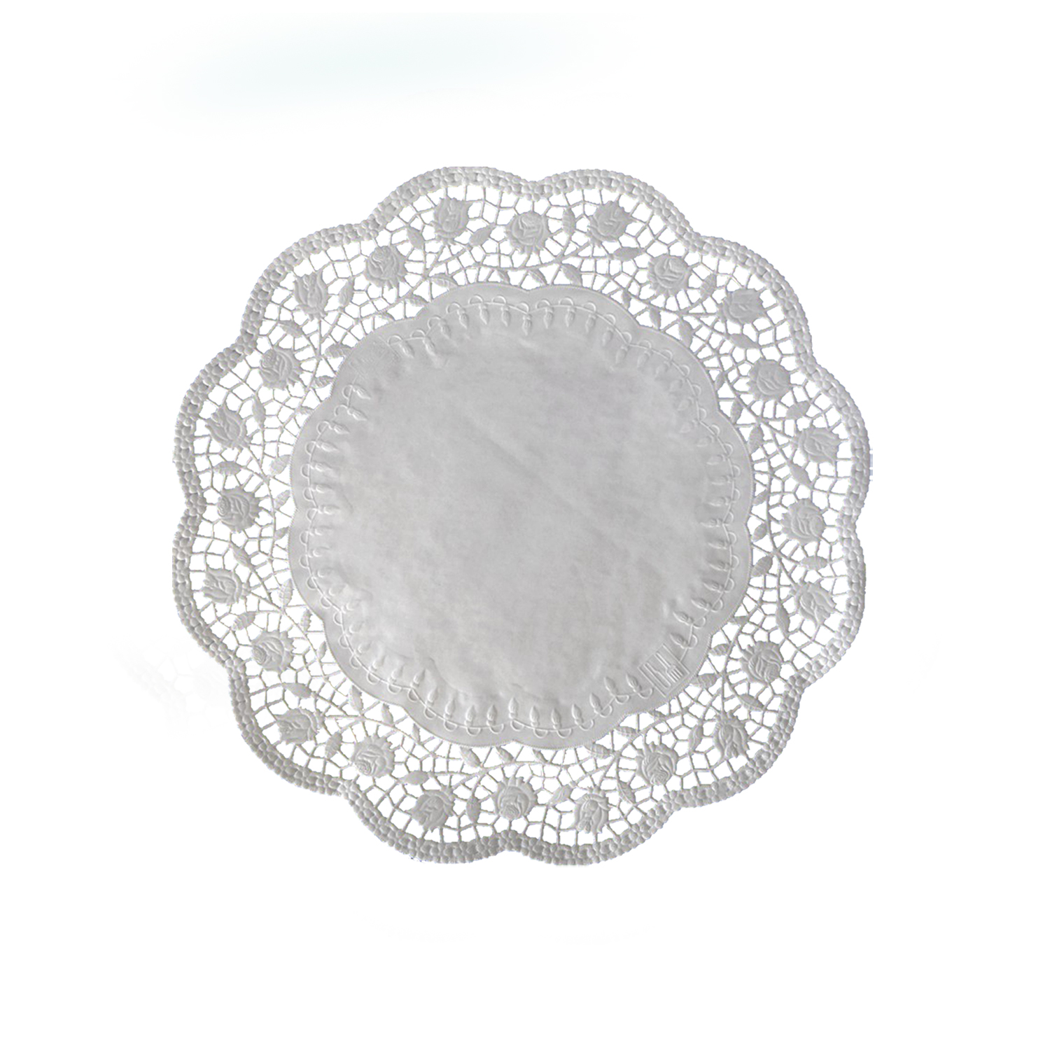 Deko-Tortenspitze aus PAP, rund weiss, Ø 26 cm, Packung mit 100 Stück