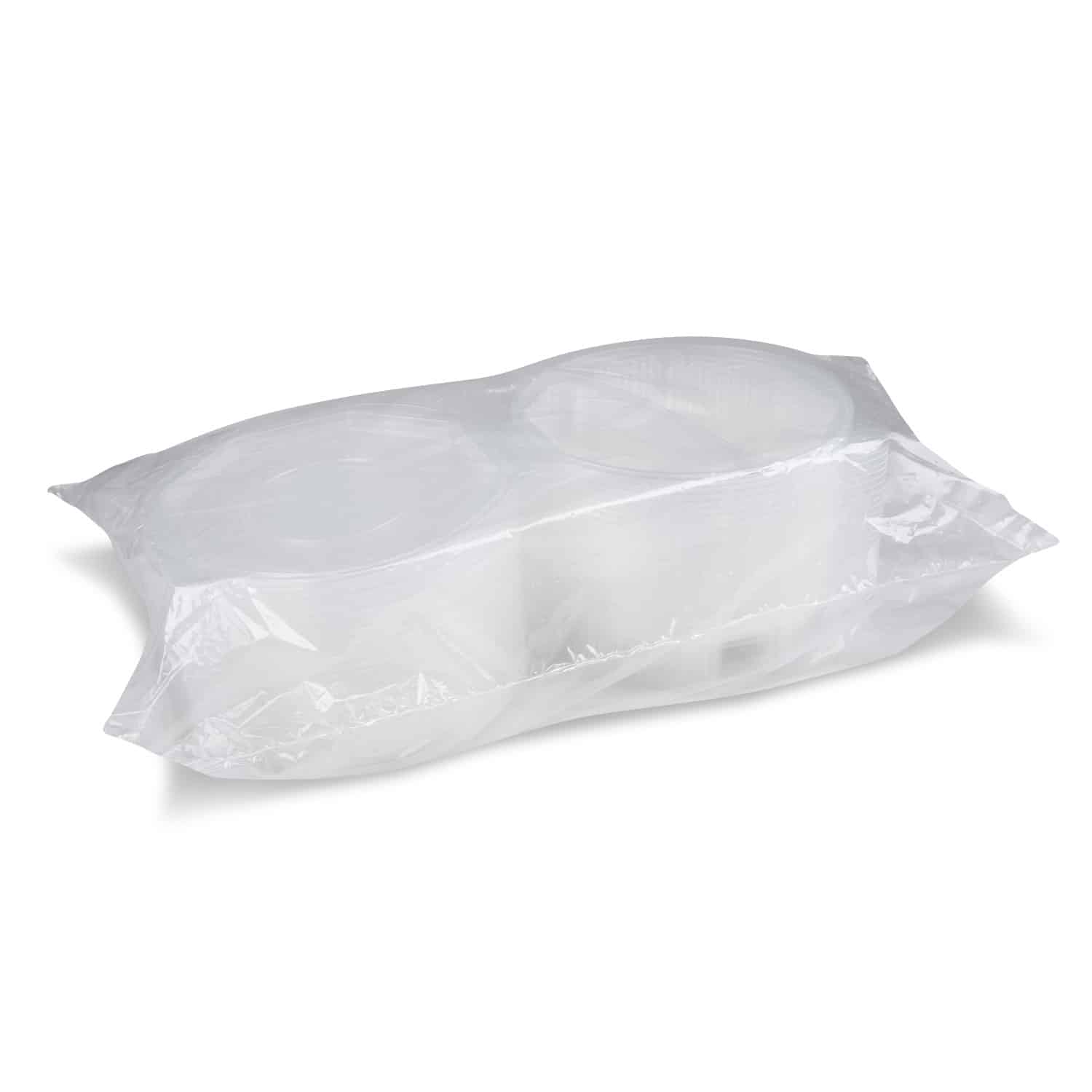 Menü-Schale PP 1000 ml klar, achteckig, 2-geteilt, Packung mit 25 Stück