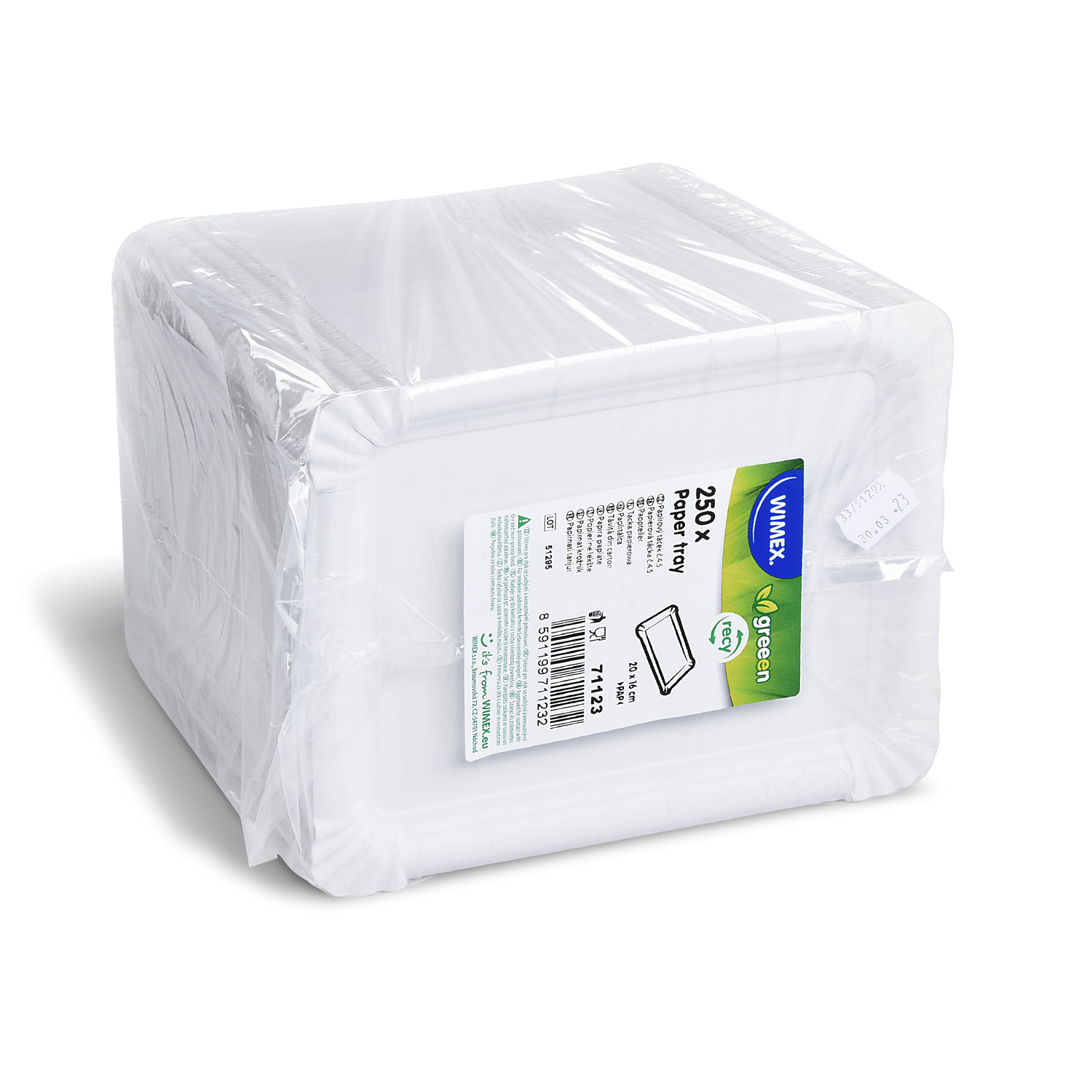 Pappteller aus Papierkarton weiss 16 x 20 cm, Packung mit 250 Stück