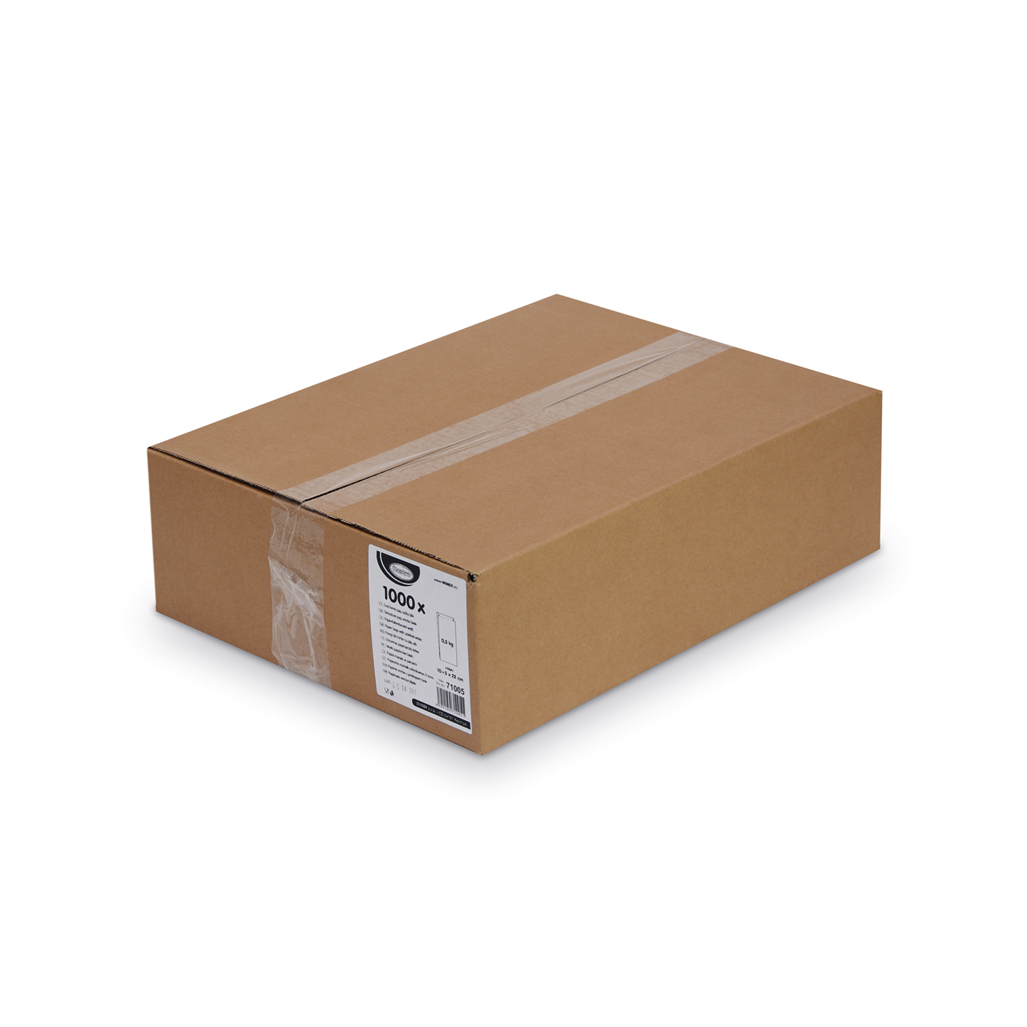 Papierfaltenbeutel aus Papier, weiss, 10+5 x 22 cm, Packung mit 1000 Stück