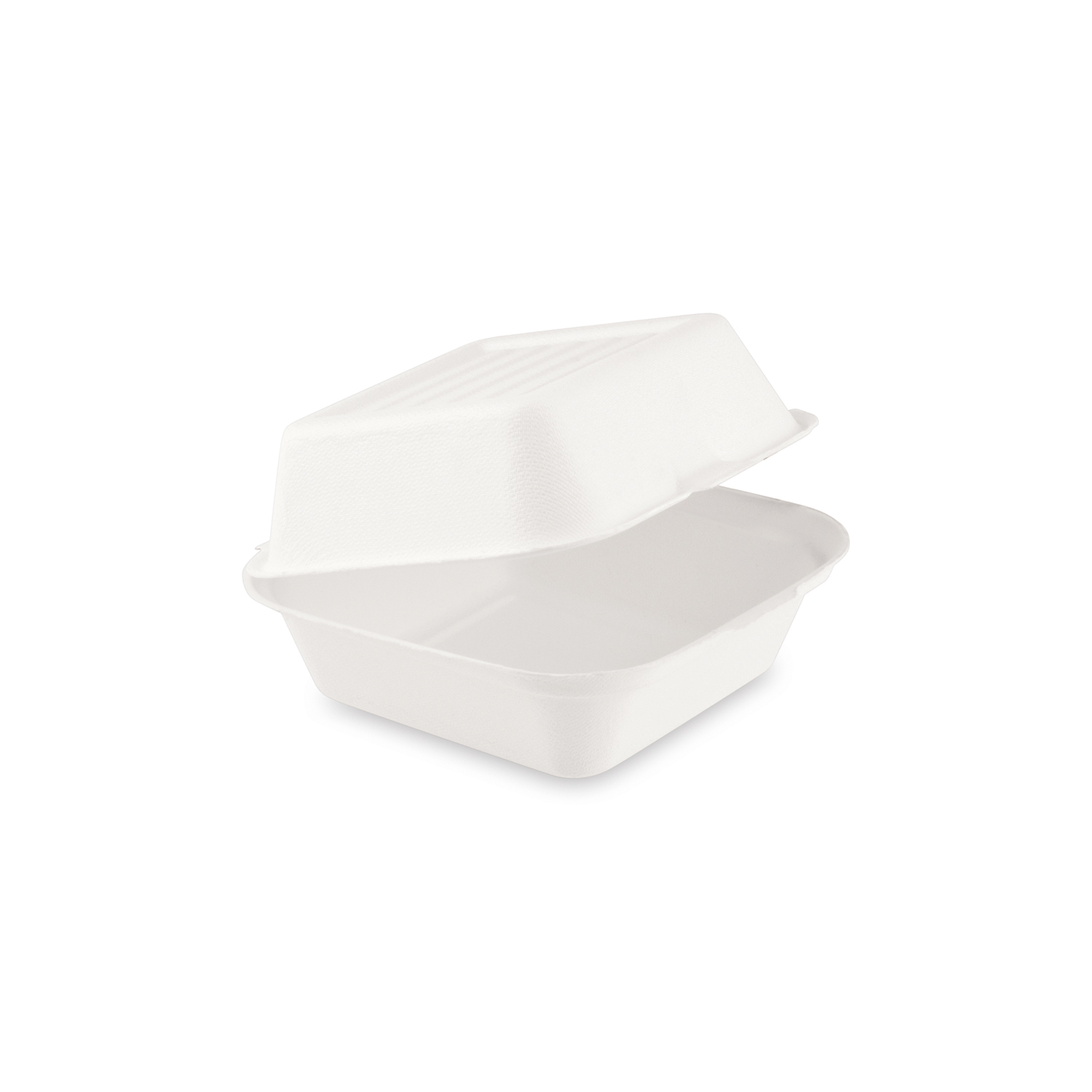 Burgerbox aus Zuckerrohr-Bagasse 152 x 150 x 78 mm, Packung mit 50 Stück