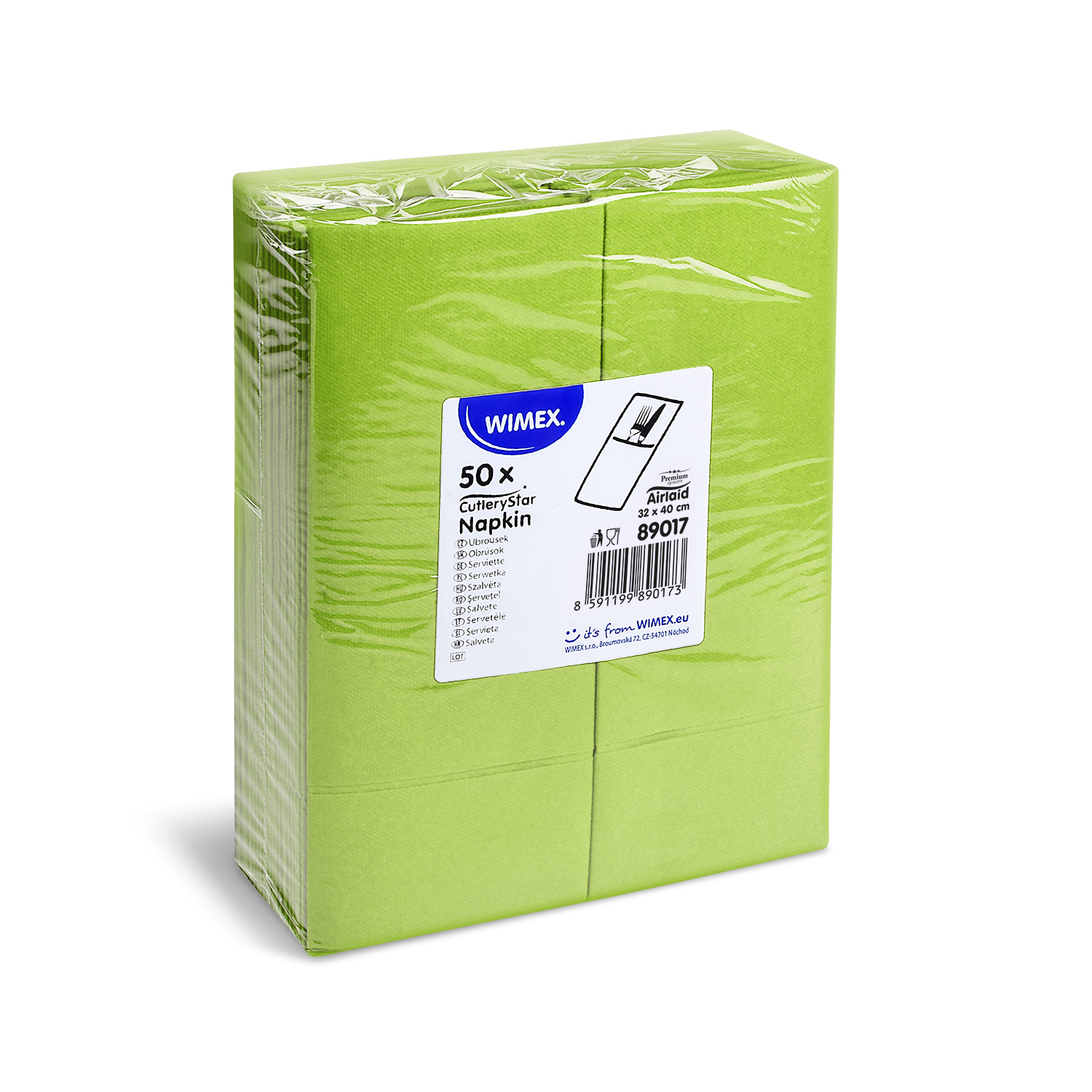 Besteckserviette aus PAP FSC Mix-Airlaid gelbgrün 40 x 32 cm, Packung mit 50 Stück