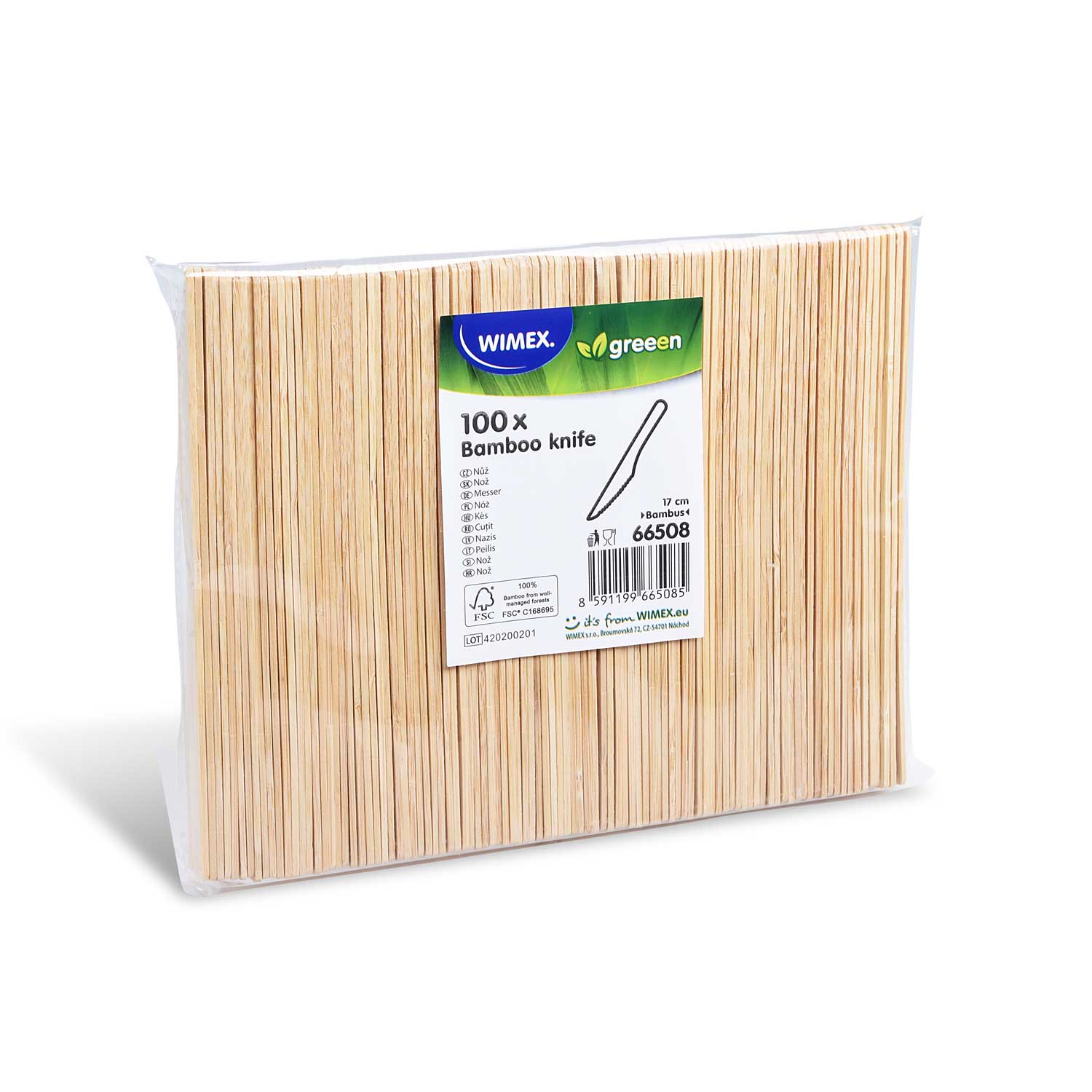 Bambus Messer 17 cm natur, Packung mit 100 Stück