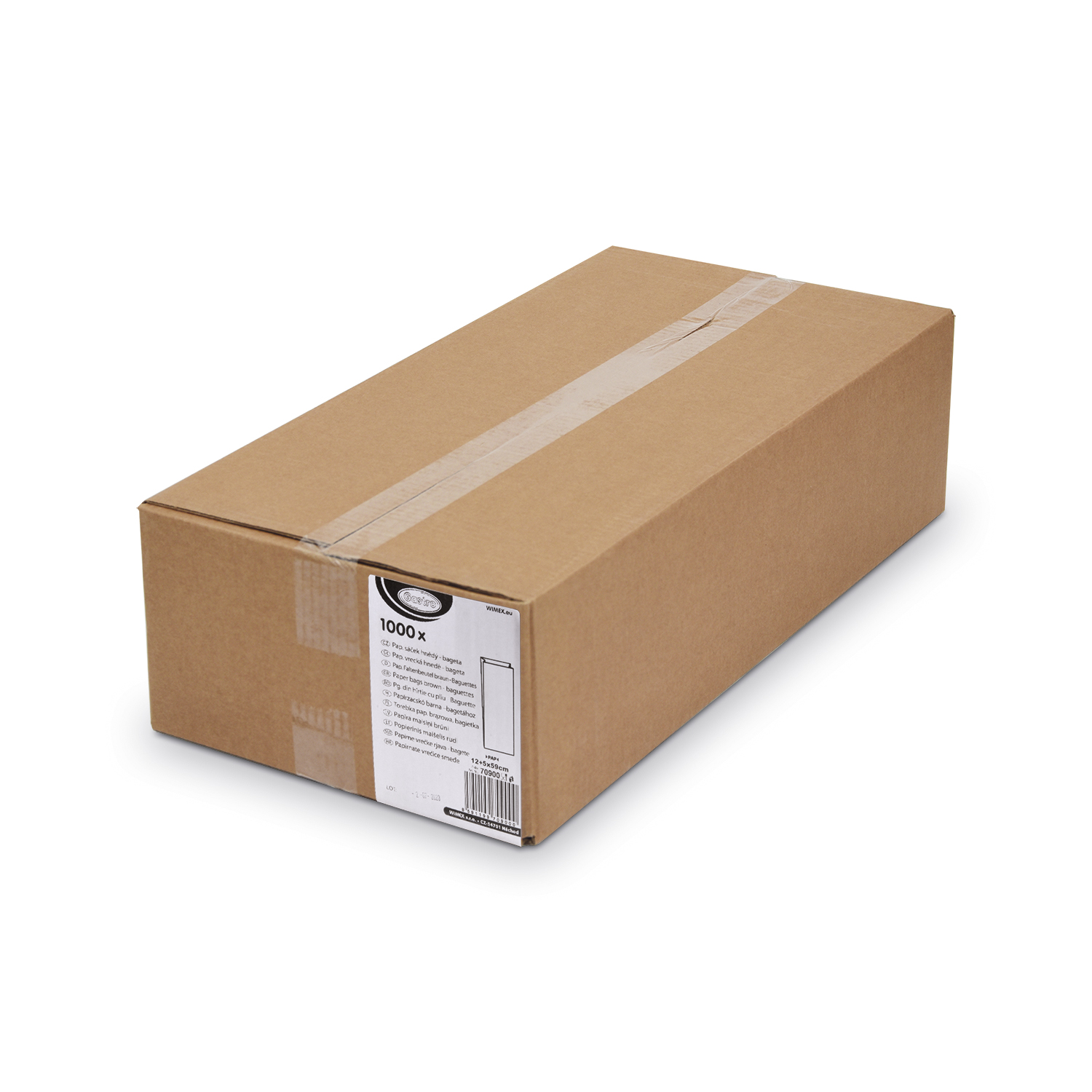 Papierfaltenbeutel braun 12+5 x 59 cm für Baguette, Packung mit 1000 Stück