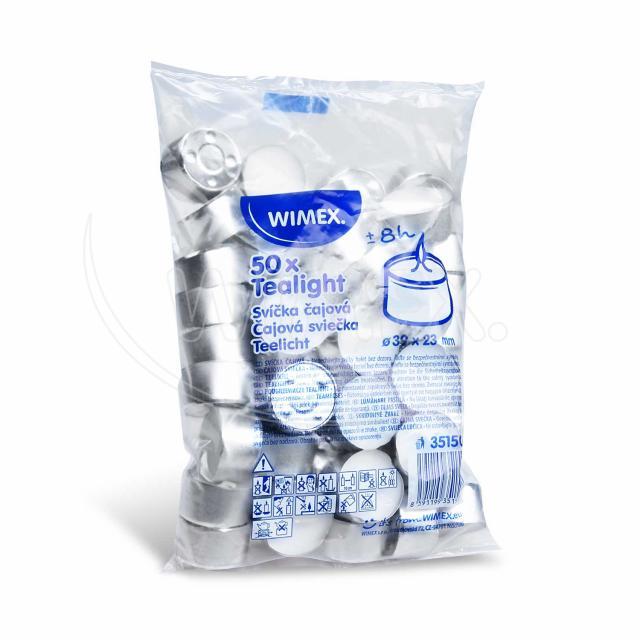 Teelicht aus Wachs weiss, Packung mit 50 Stück