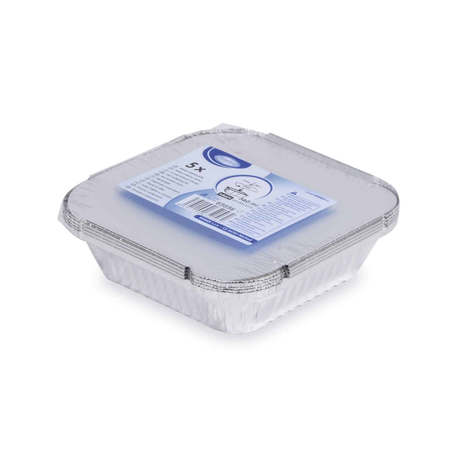 ALU-Schale eckig 164 x 164 x 36 mm 500 ml mit Deckel, Packung à 5 Sets