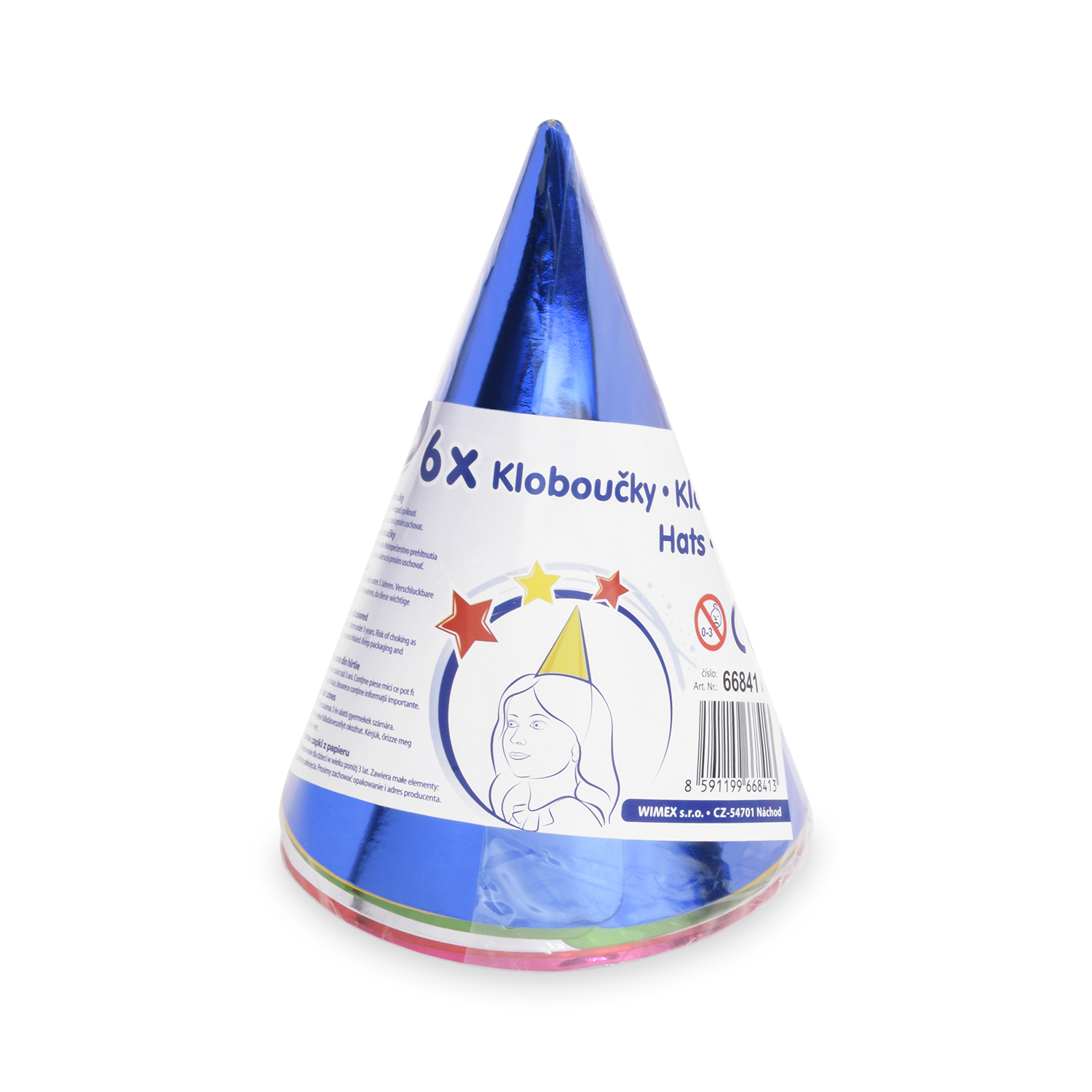 Papierhut bunt gemischt Ø 10,5 x 16 cm, Packung mit 6 Stück