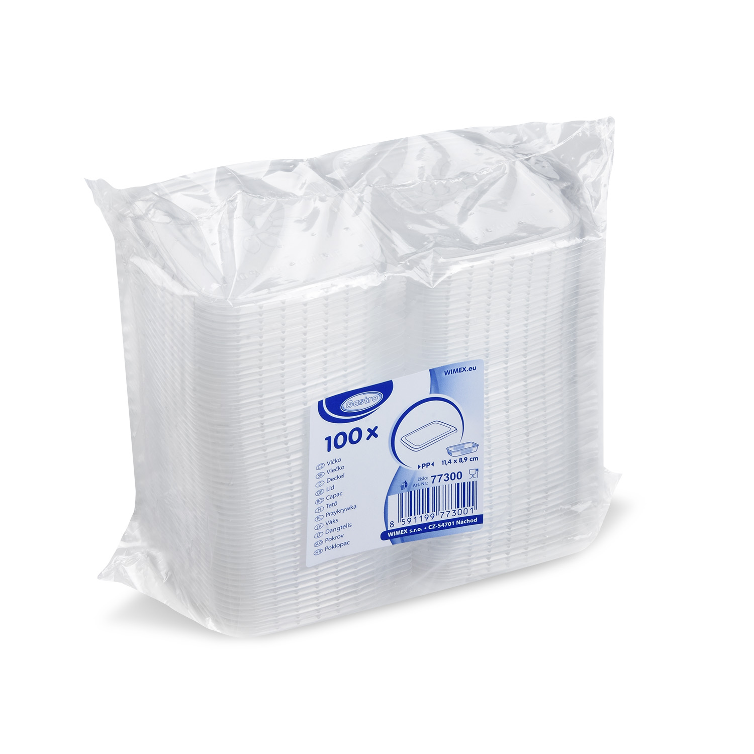 Deckel PP klar für Rechteckbecher 108 x 81 mm, Packung mit 100 Stück