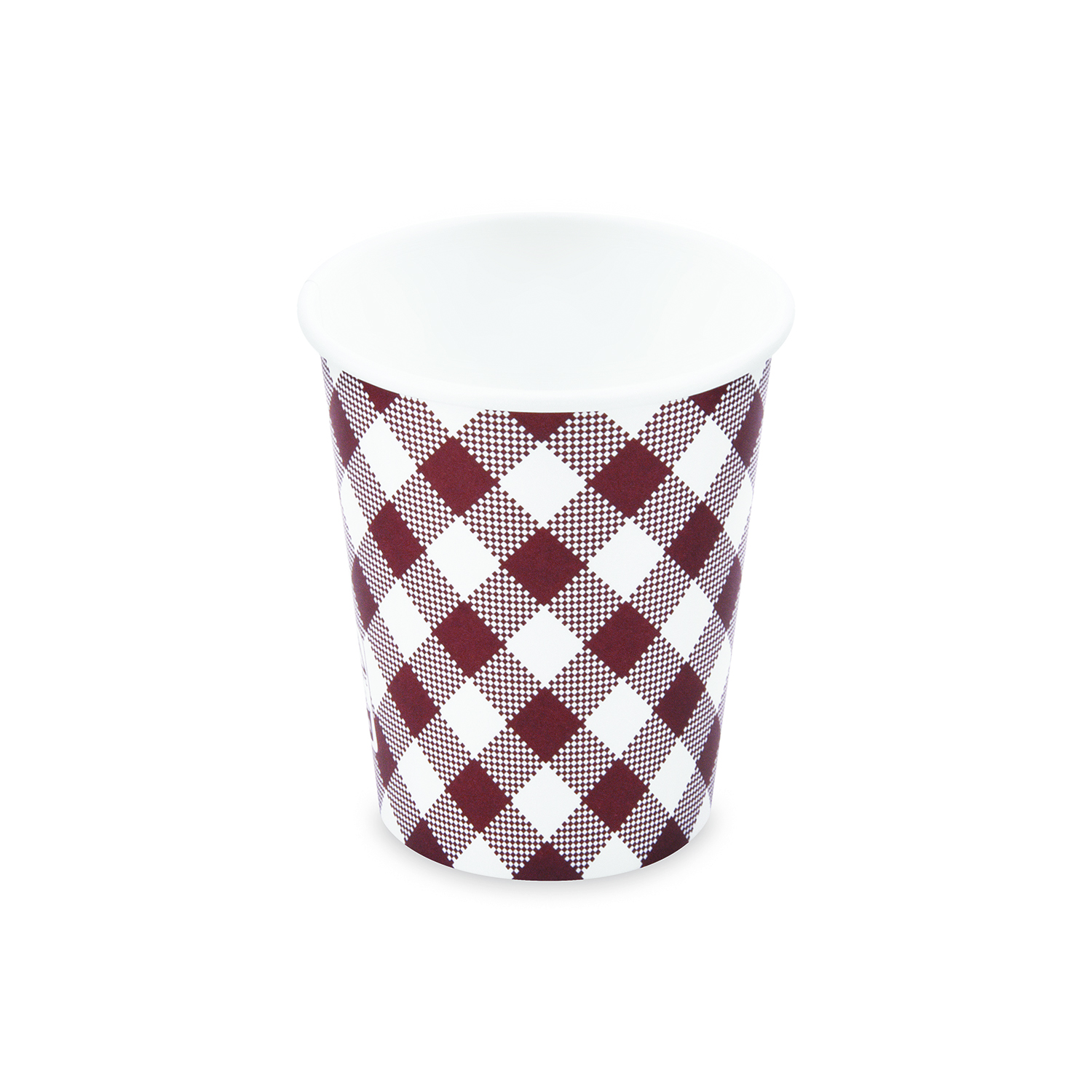 Pappbecher Karo Ø80mm 280ml `M: 0,2L/8oz` Pappbecher Karo Ø80mm 280ml `M: 0,2L/8oz`