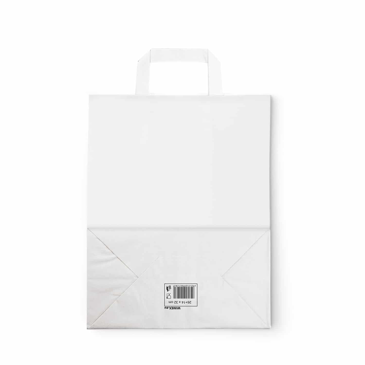 Papiertragetasche aus Papier FSC Mix weiss 26+14 x 32 cm, Packung mit 50 Stück
