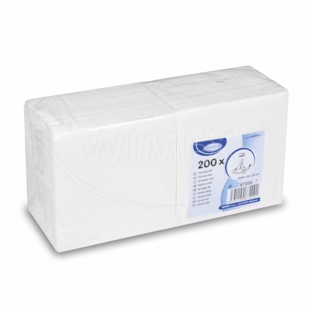 Serviette Papier 24 x 24 cm weiss, 3-lagig, Packung mit 200 Stück