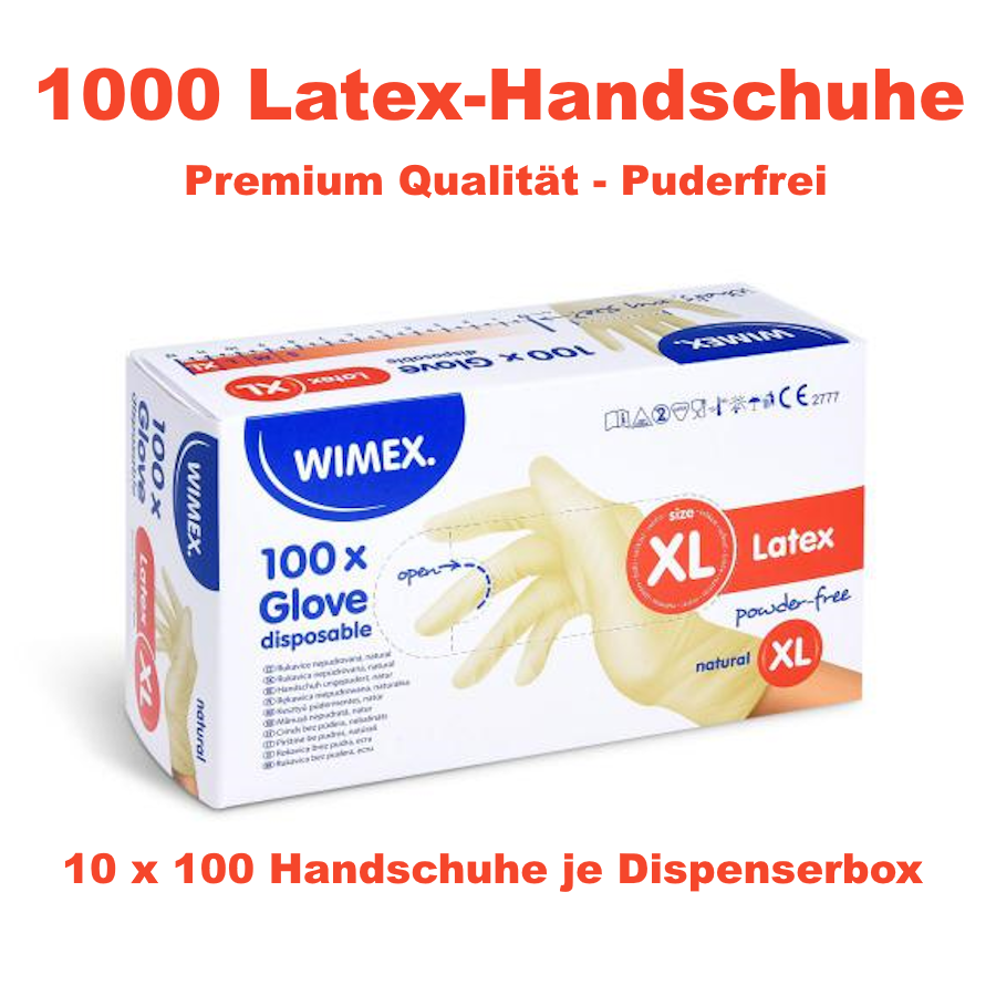 Latexhandschuh ungepudert natur XL, Karton mit 1000 Stück