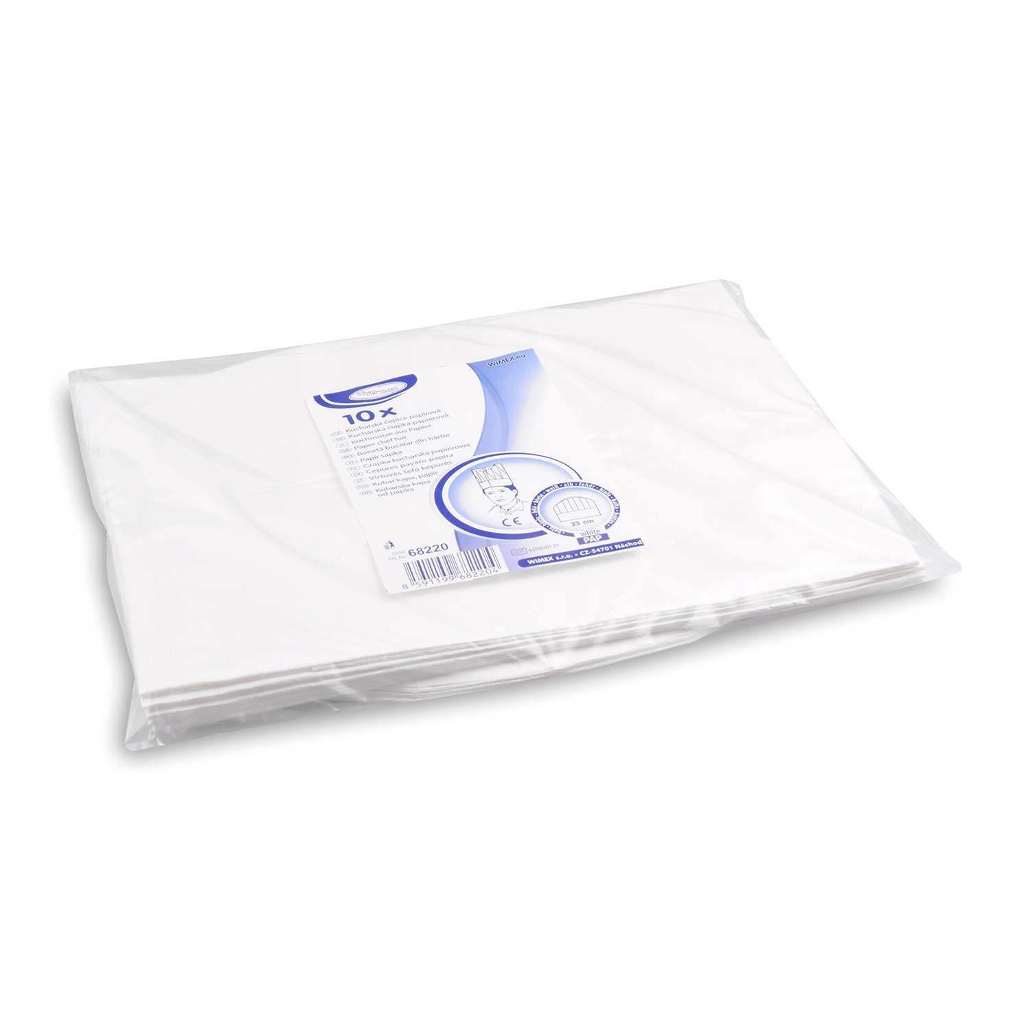 Kochmütze Papier weiss 56-62 x 23 cm, Packung à 10 Stück