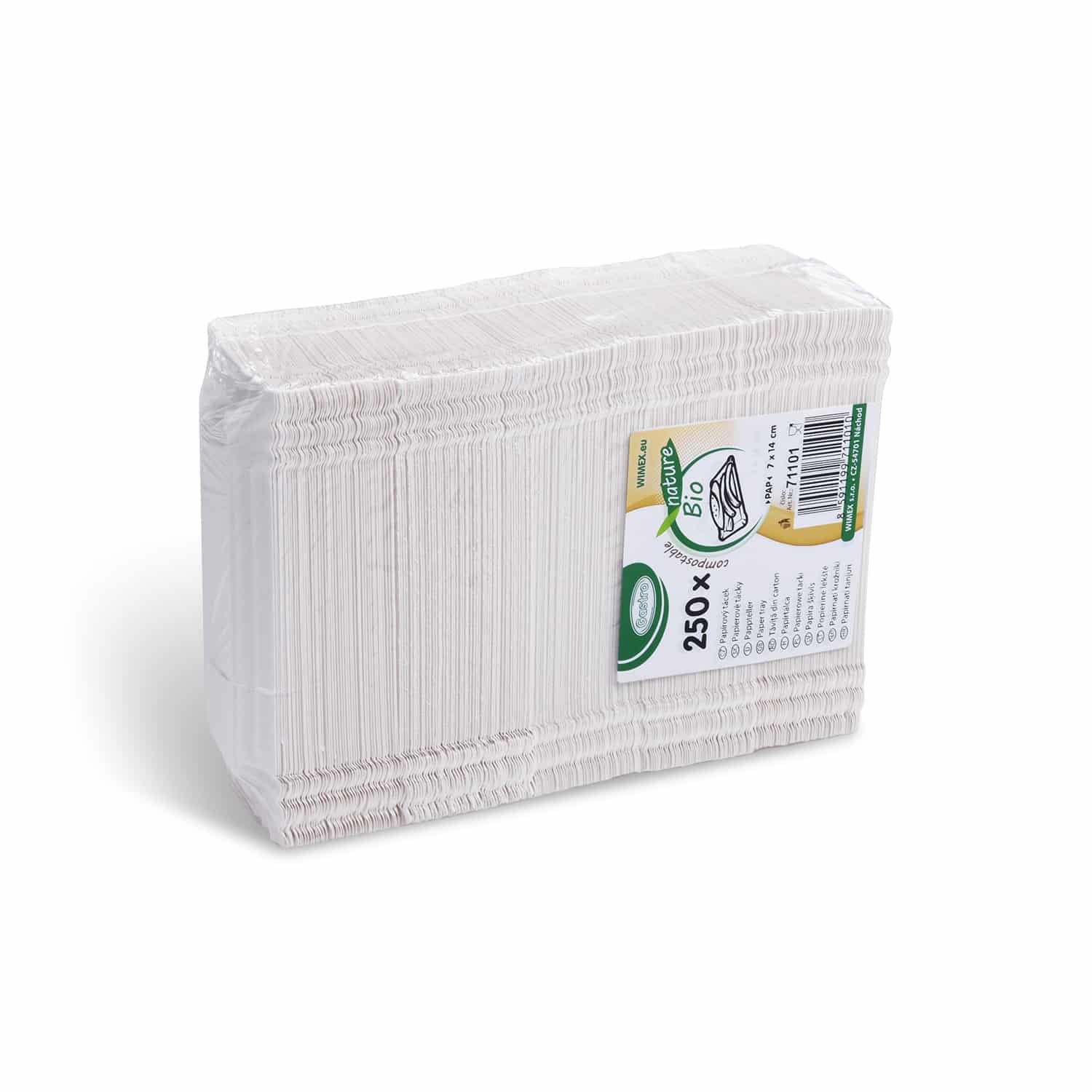 Pappteller aus Papier weiss 7 x 14 cm, Packung mit 250 Stück