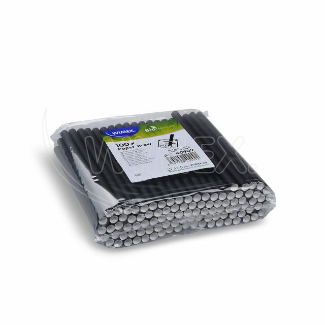 Papiertrinkhalm schwarz JUMBO Ø 8 mm x 15 cm, Packung mit 100 Stück