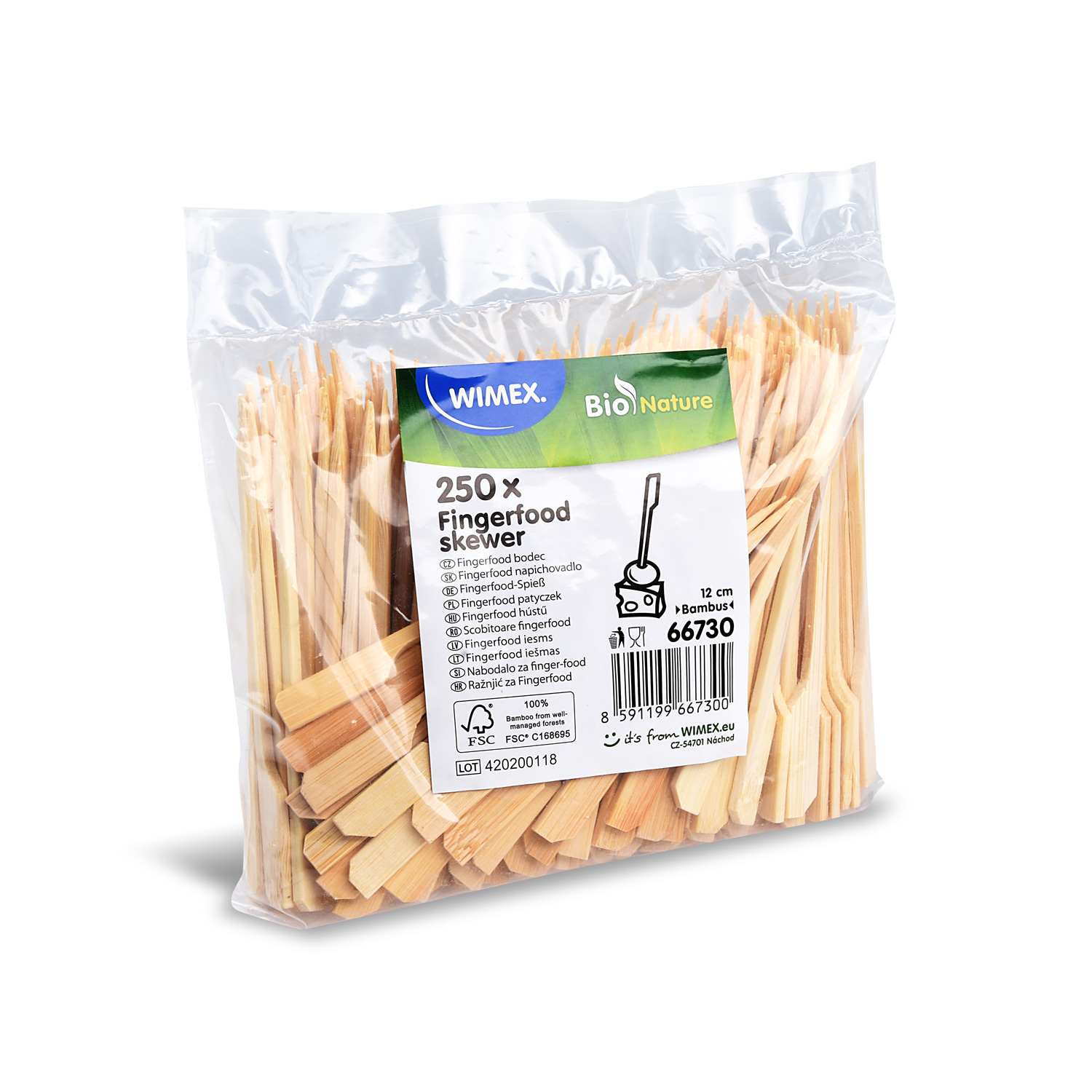 Fingerfood-Spieß aus Bambus FSC 100% 12 cm, Packung mit 250 Stück
