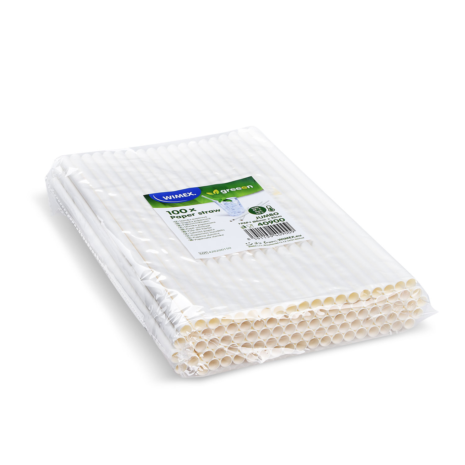 Papiertrinkhalm FSC Mix weiss JUMBO Ø 8 mm x 25 cm, 100 Stück Packung