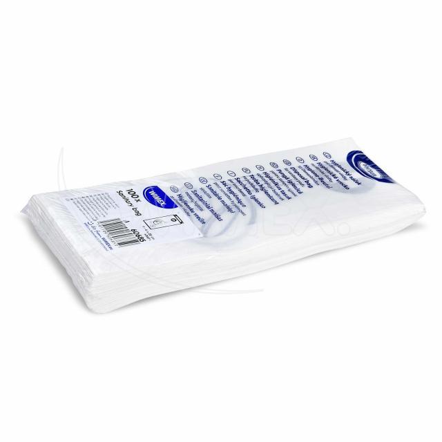 Hygiene-Beutel PAP weiss 11+4 x 28 cm, Packung mit 100 Stück