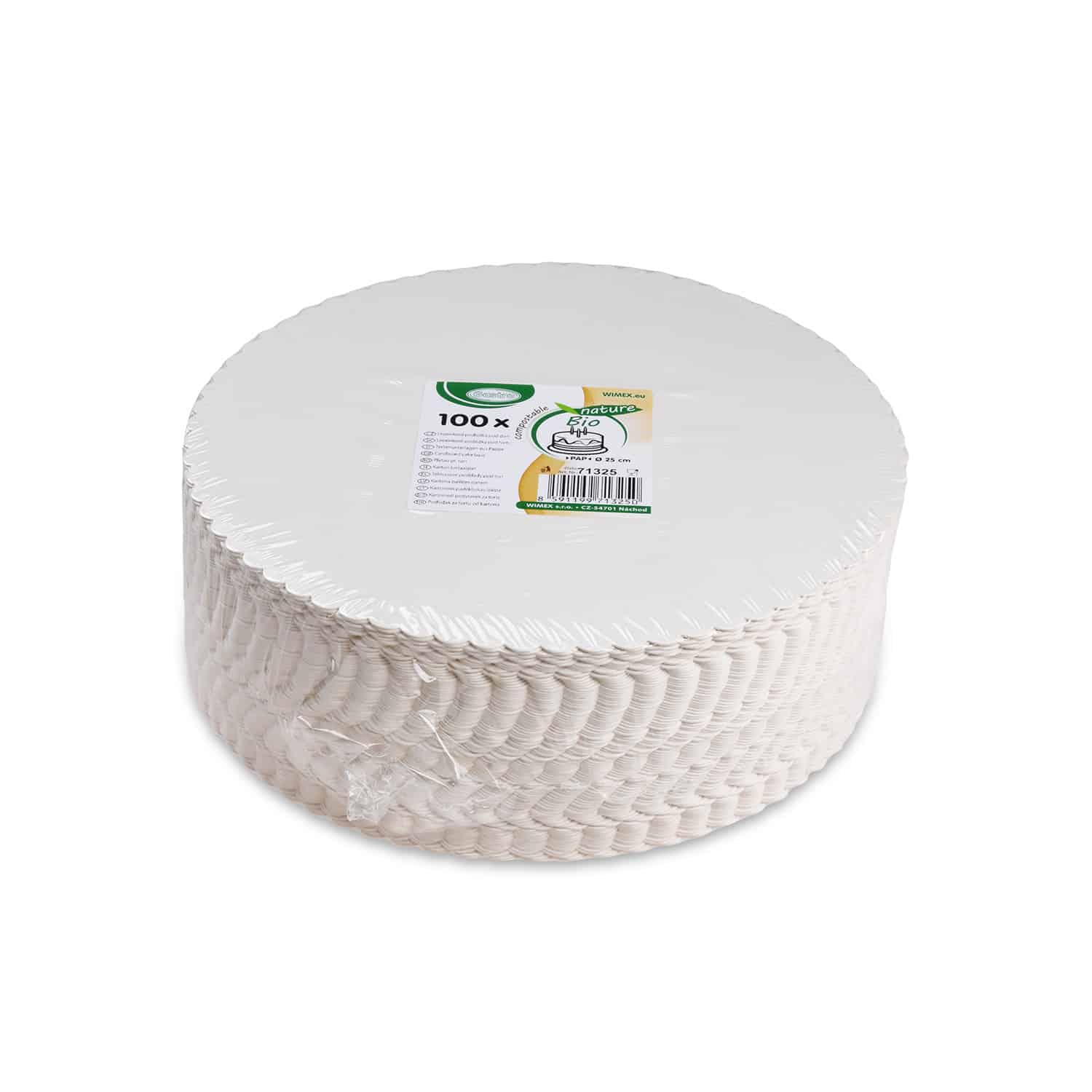 Tortenunterlage aus Pappe weiss Ø 25 cm, Packung mit 100 Stück