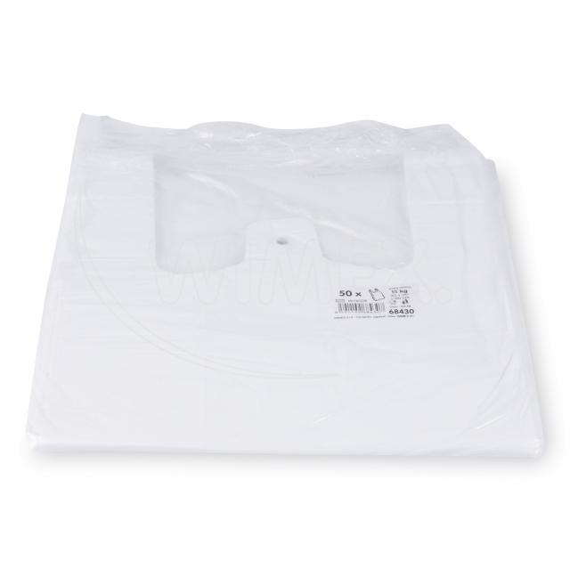 Hemdchen-Tragetasche HDPE weiss 30+20 x 60 cm, Packung mit 50 Stück