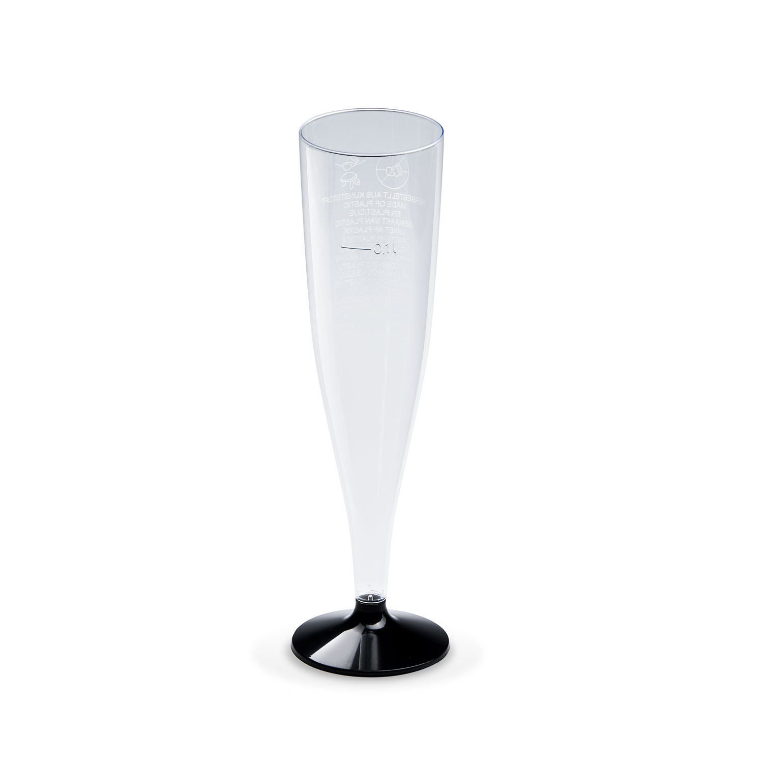 Sektglas PS zweiteilig mit schwarzem Fuss Ø 60 mm, 0,1 l, Packung mit 20 Stück