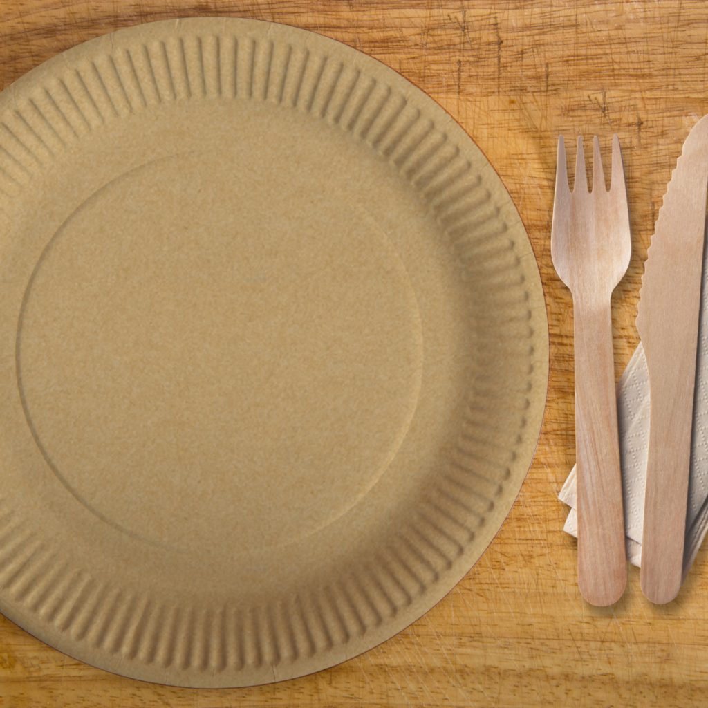 Pappteller aus Papier FSC Mix, kraft, Ø 23 cm, Packung mit 100 Stück