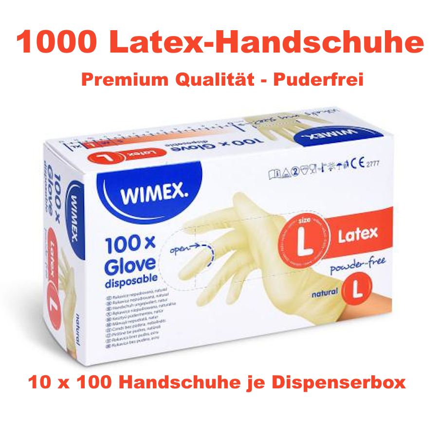 Latex-Handschuh ungepudert natur Grösse L, Karton 10 x 100 Stück