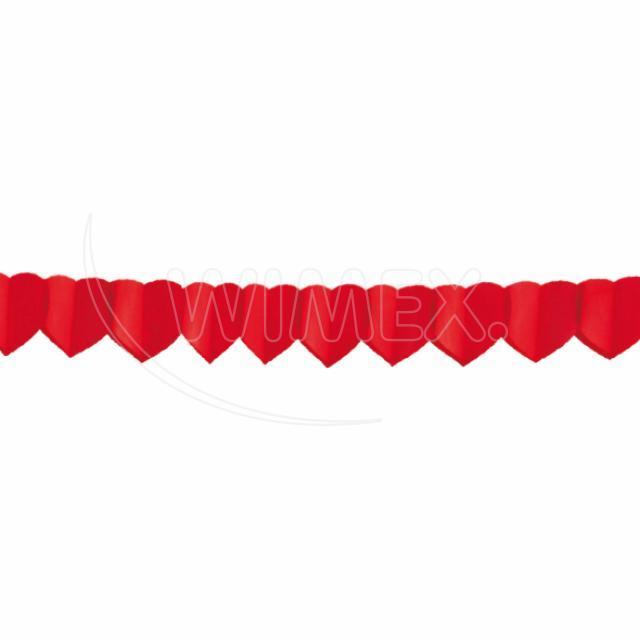 Papier-Girlande Herzen rot, Ø 18 cm x 4 m, Packung mit 1 Stück