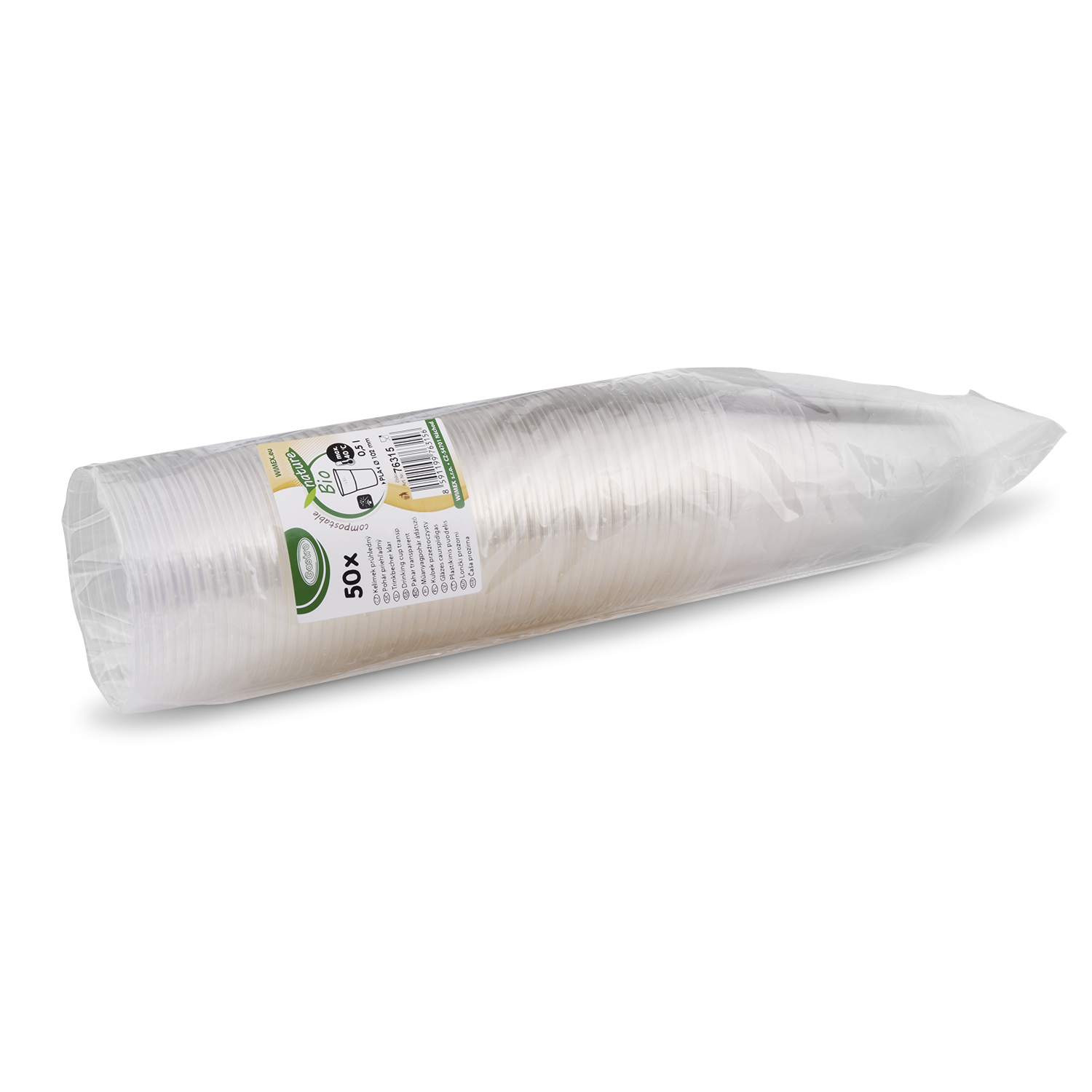 Trinkbecher PLA klar Ø 102 mm 0,4/0,5 l, Packung mit 50 Stück