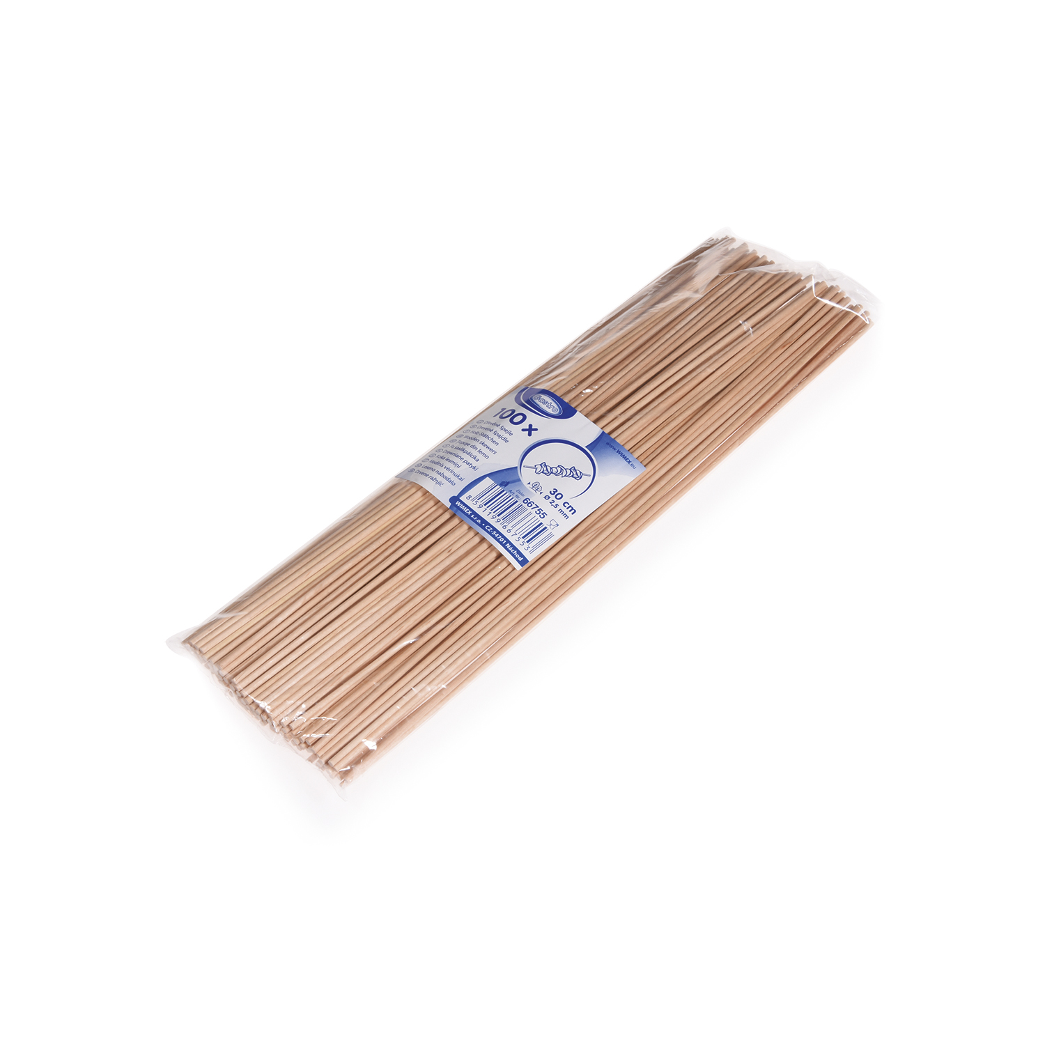 Schaschlikspiess aus Holz FSC 100%, ungespitzt, Ø 2,5 mm x 30 cm, Packung mit 100 Stück