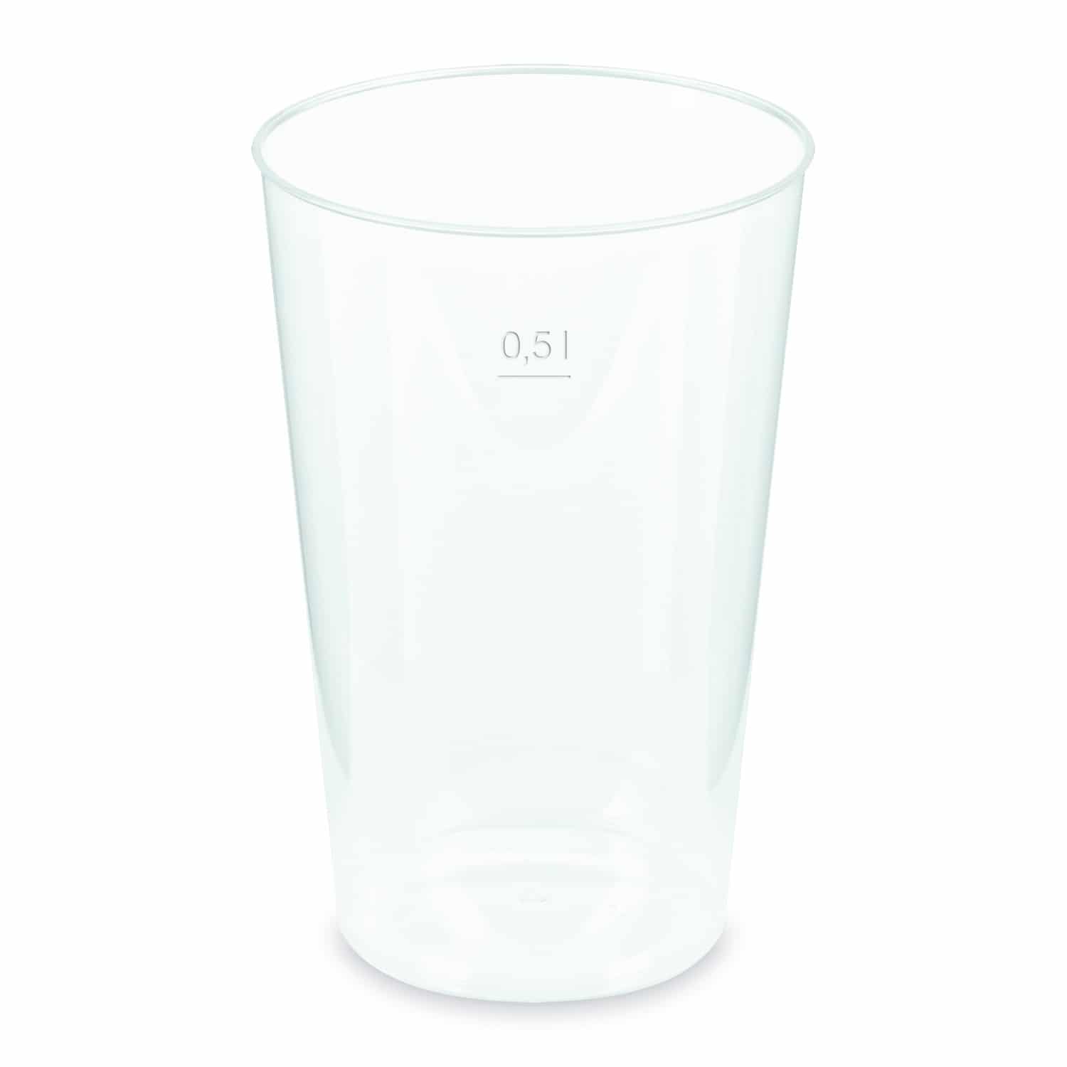 Pfandbecher aus PP klar Ø 93 mm 0,5 l wiederverwendbar extra-stark, Packung mit 12 Stück