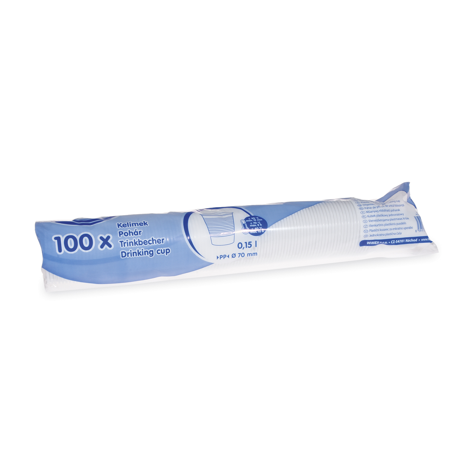 Trinkbecher PP weiss Ø 70 mm 150 ml, Packung mit 100 Stück