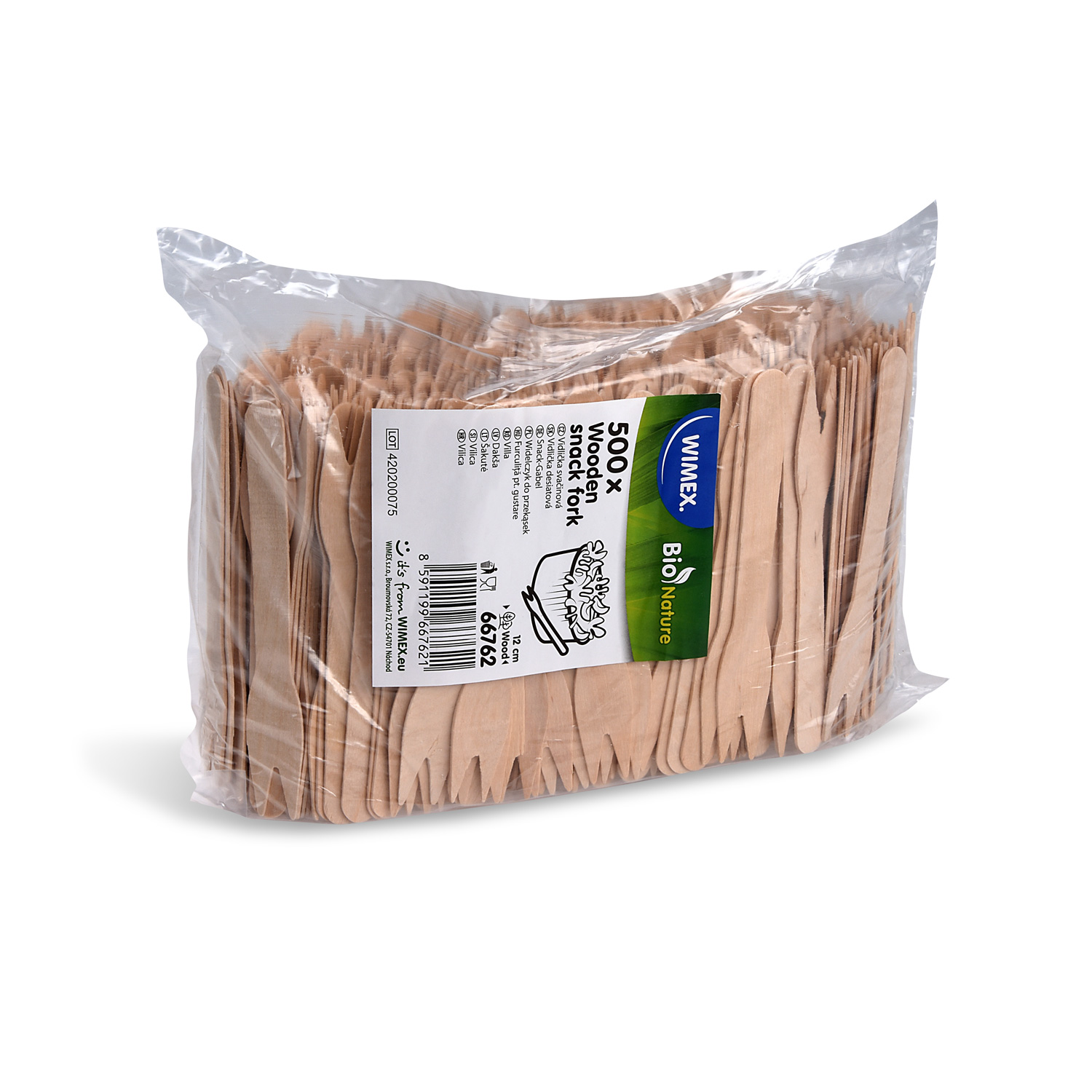 Snack-Gabel aus Holz FSC 100% 12 cm, Packung mit 500 Stück