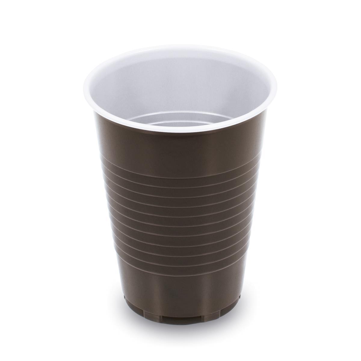 Kaffeebecher PP braun-weiss Ø 70 mm 180 ml, Packung 15 Stück