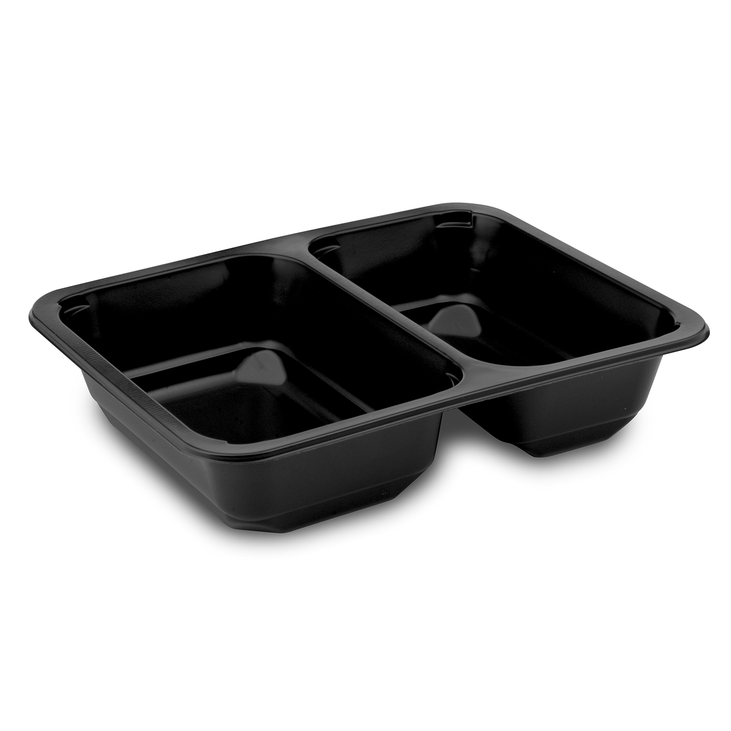 Menü-Schale aus PP, 2-geteilt, schwarz, 227 x 178 x 50 mm, Packung mit 50 Stück