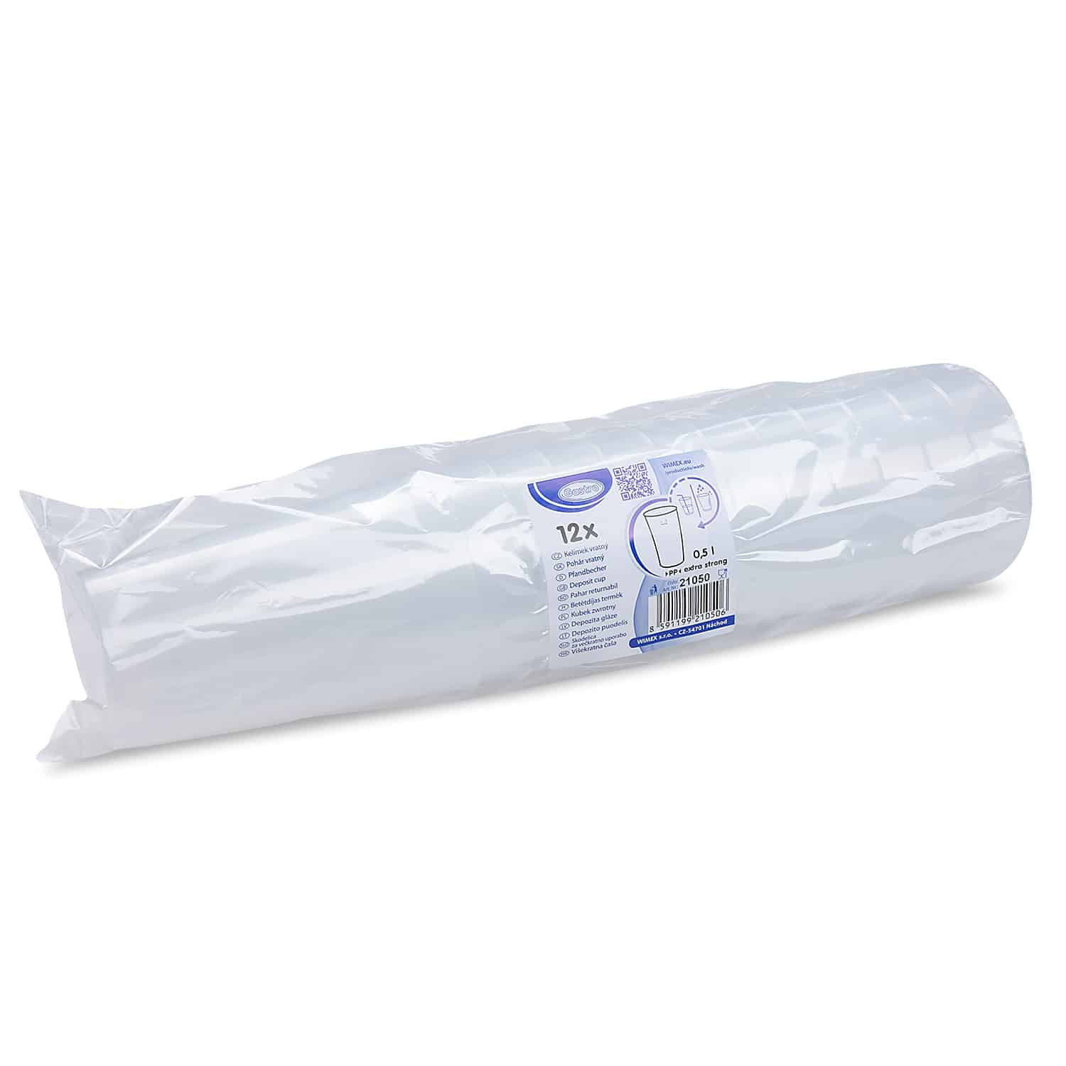 Pfandbecher aus PP klar Ø 93 mm 0,5 l wiederverwendbar extra-stark, Packung mit 12 Stück