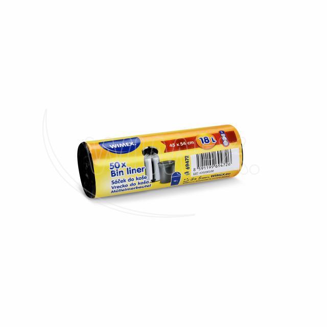 Mülleimerbeutel HDPE schwarz 45 x 54 cm 18 L S, Packung mit 50 Stück