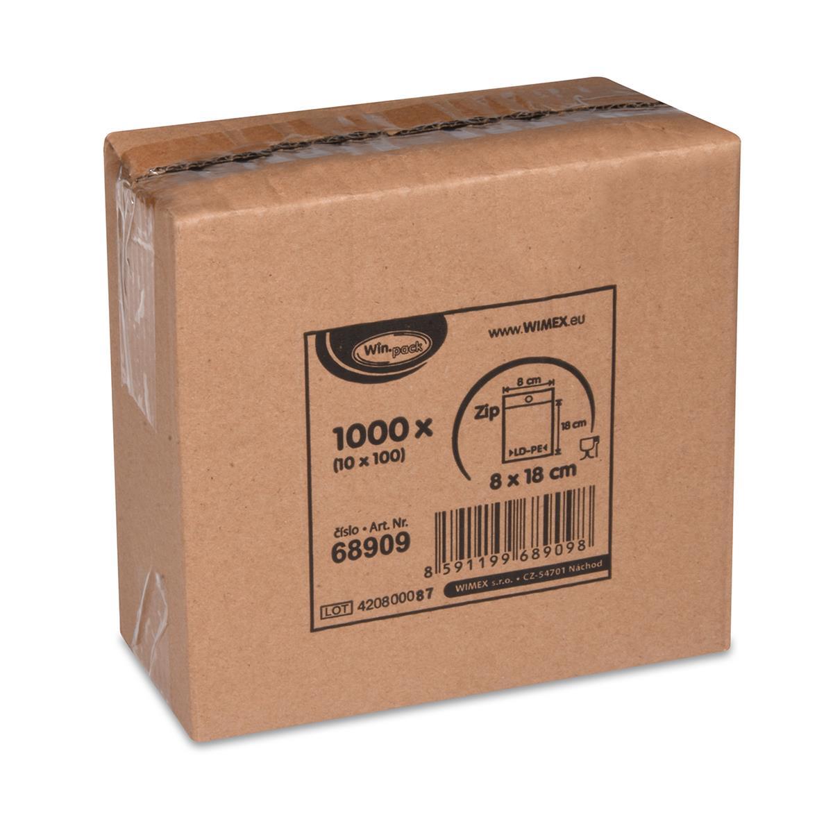 Schnellverschlussbeutel LDPE transparent 8 x 18 cm, Packung mit 1000 Stück