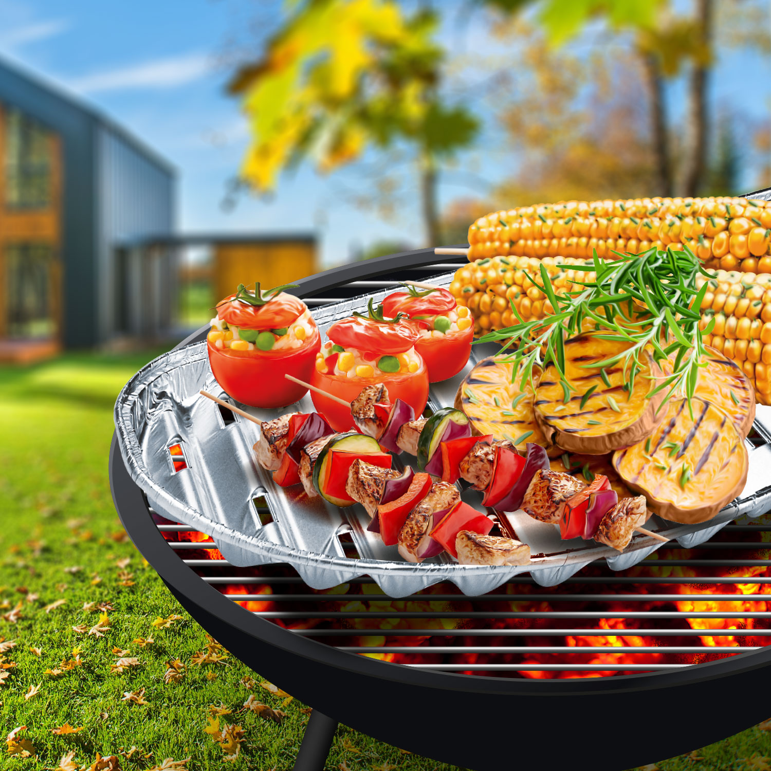Grillpfanne ALU halbrund 32 x 19 x 1,8 cm, Packung mit 3 Stück