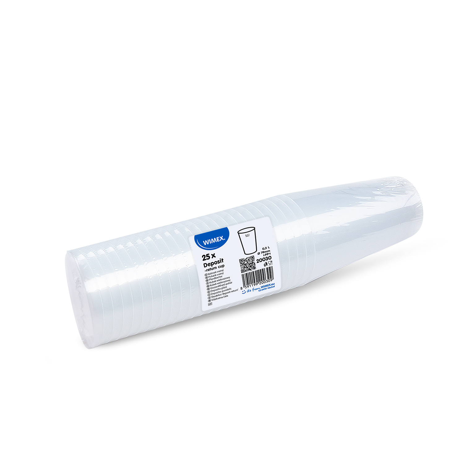 Pfandbecher aus PP klar, Ø 79 mm, 0,3 l, Packung mit 25 Stück